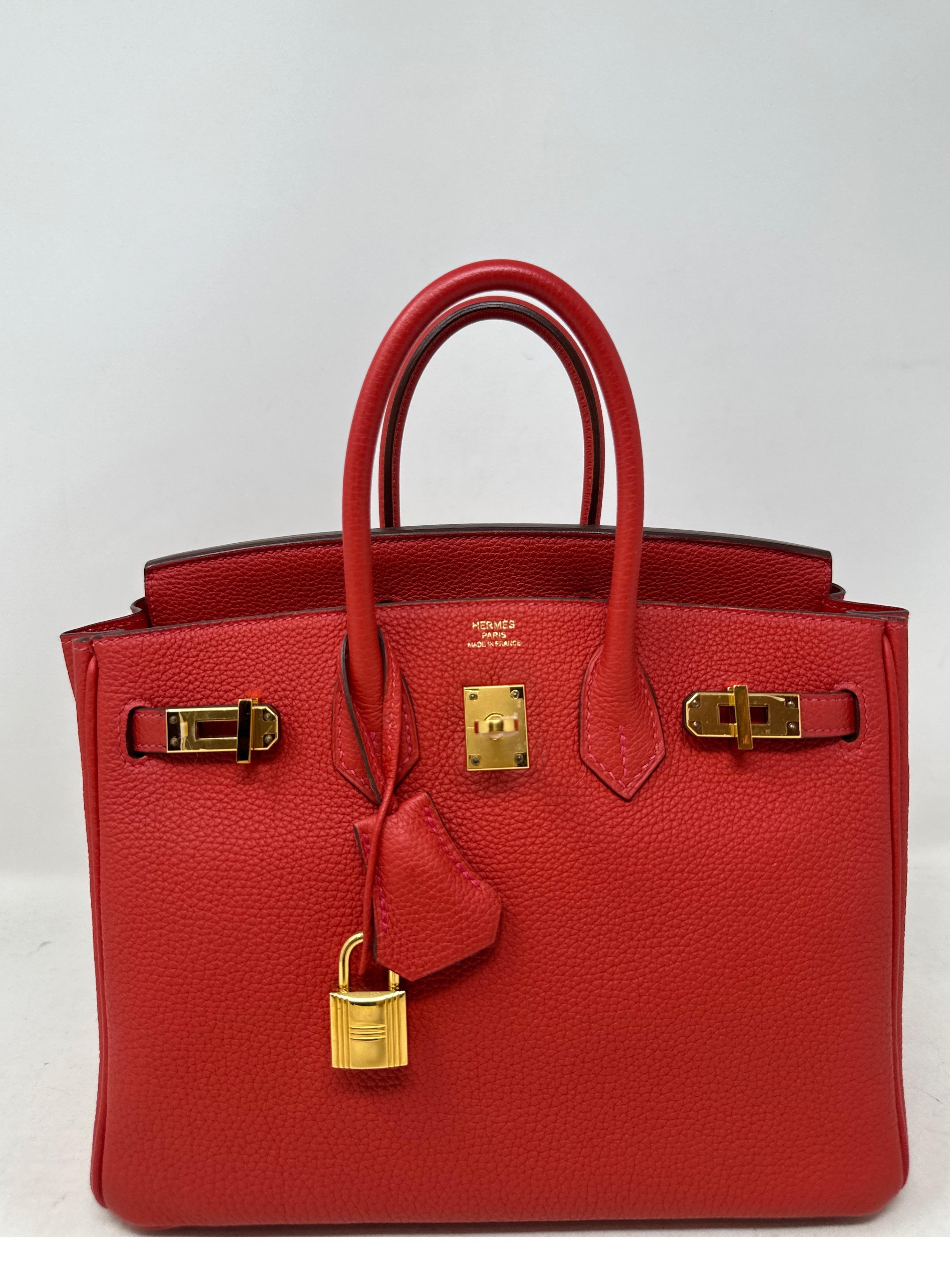 Sac Hermes Rouge Pivoine Birkin 25  Excellent état - En vente à Athens, GA