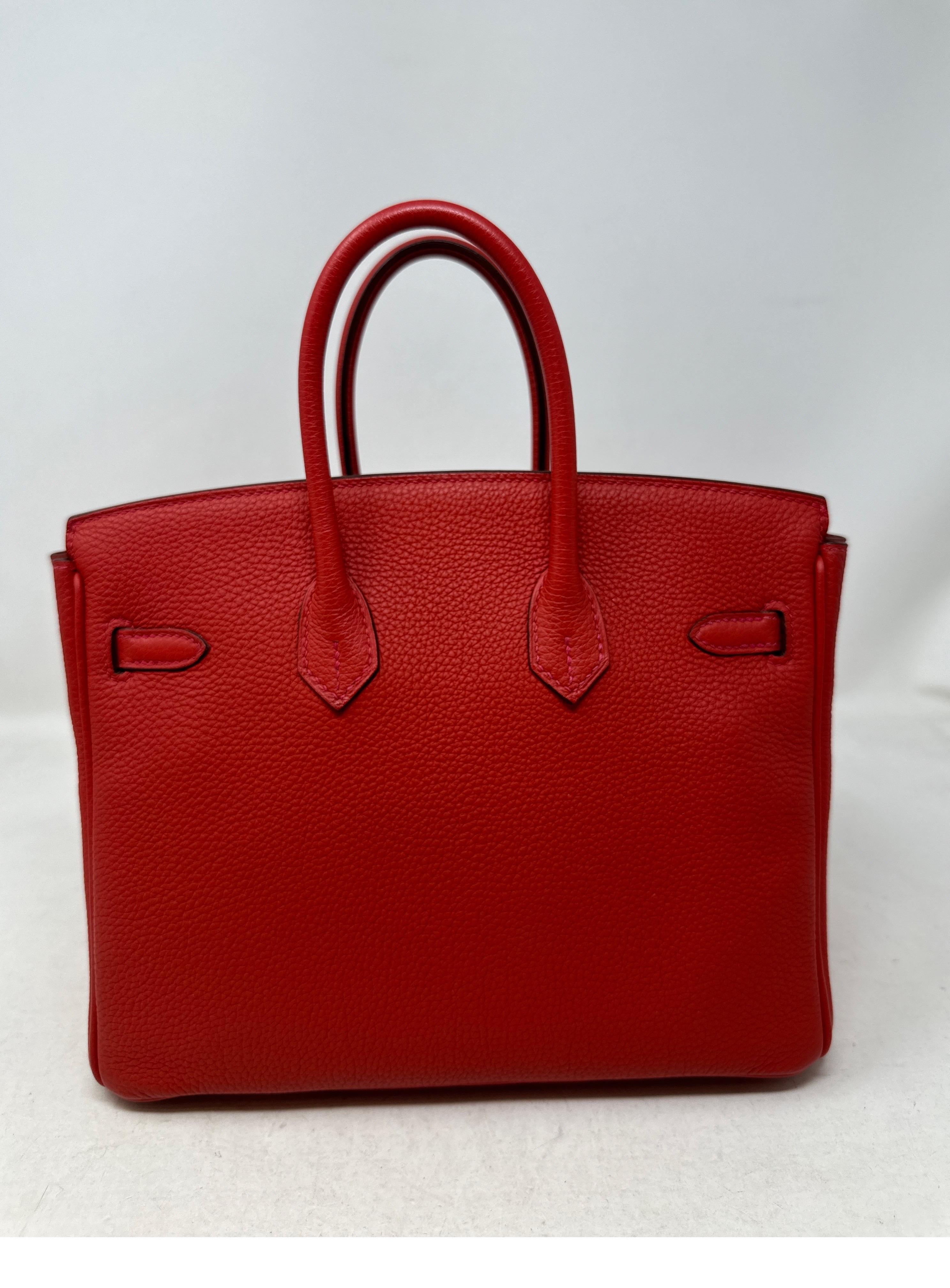 Hermes Rouge Pivoine Birkin 25 Bag  For Sale 2