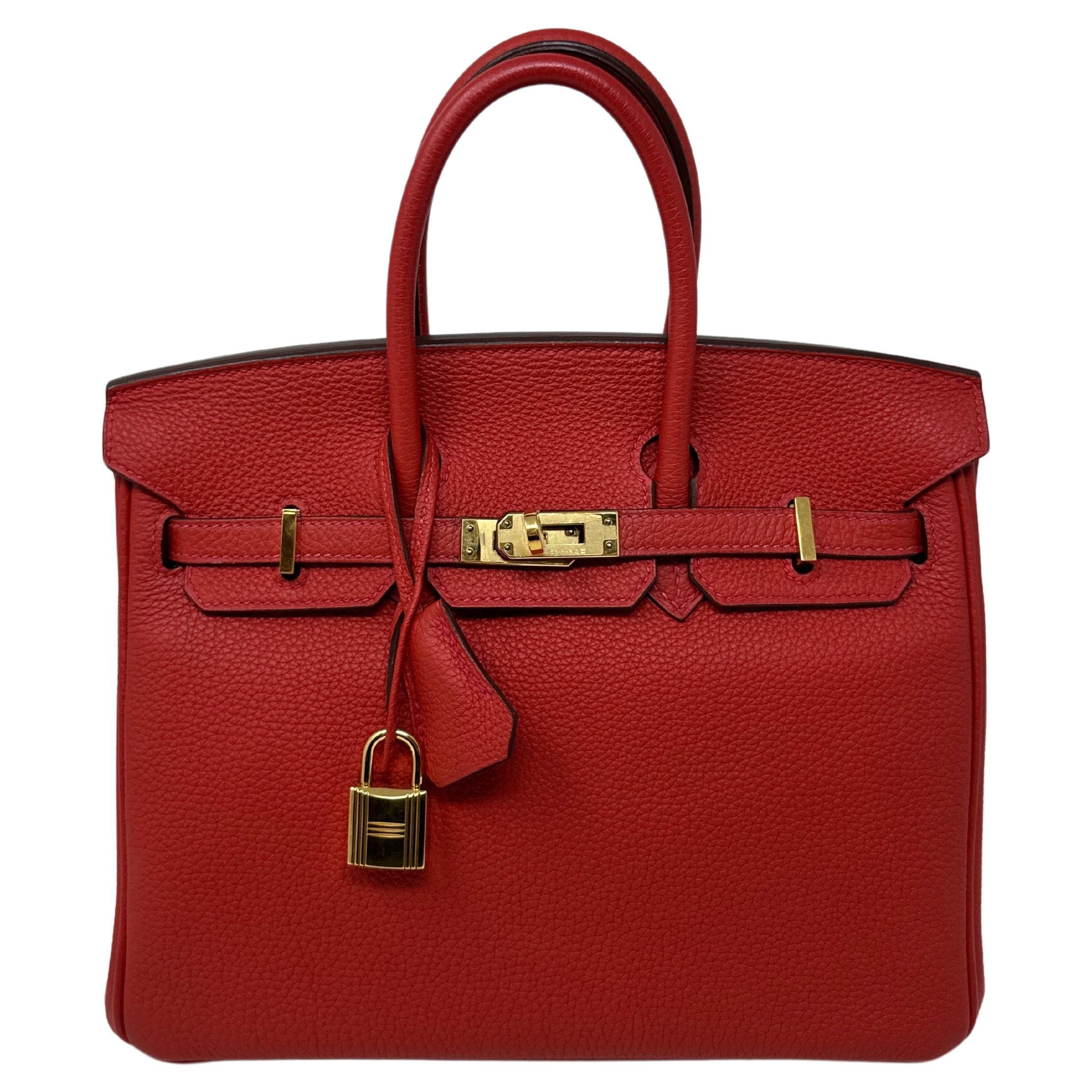 Hermes Rouge Pivoine Birkin 25 Bag  For Sale