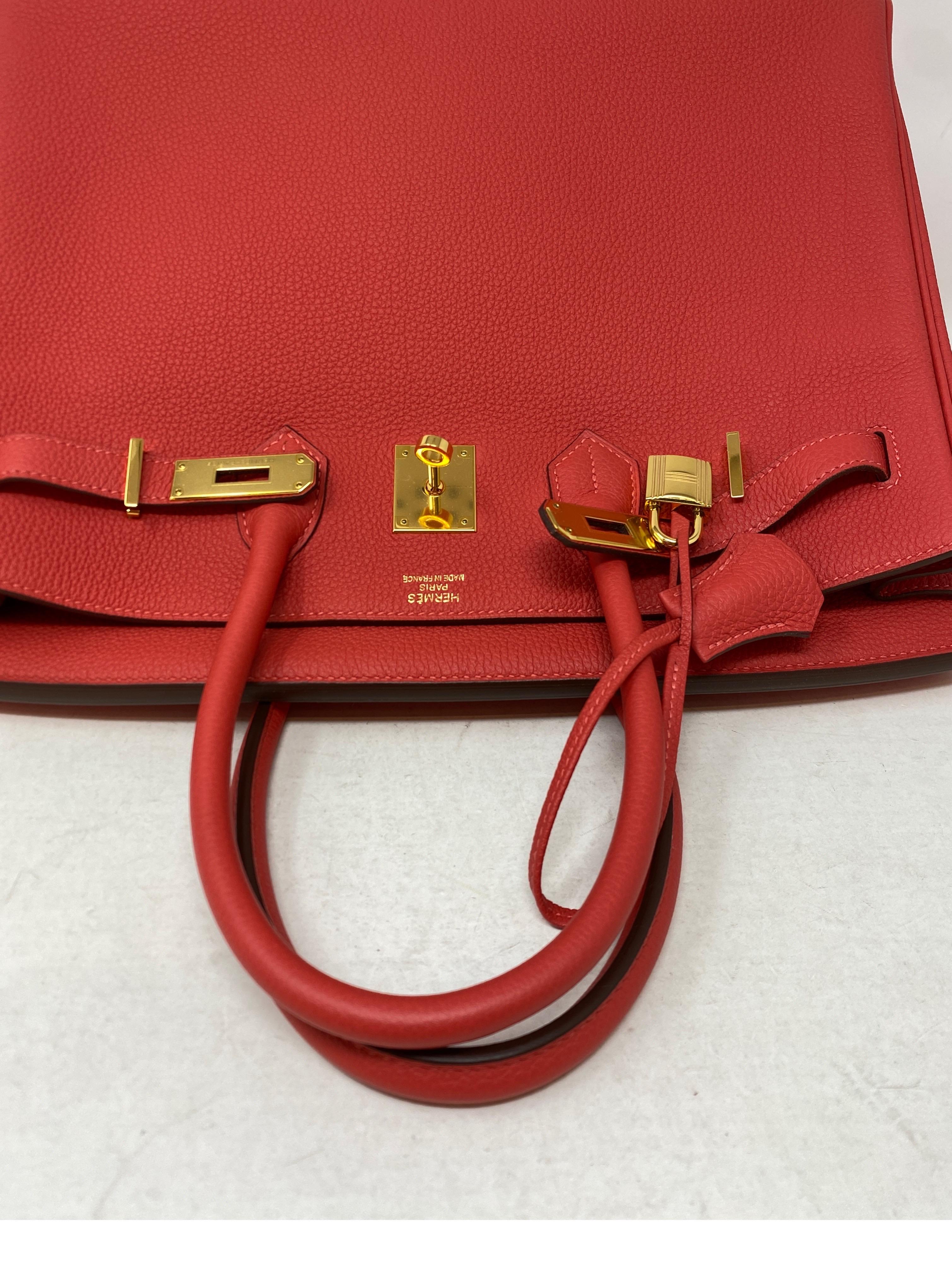 Hermes Rouge Pivoine Birkin 35 Bag  4