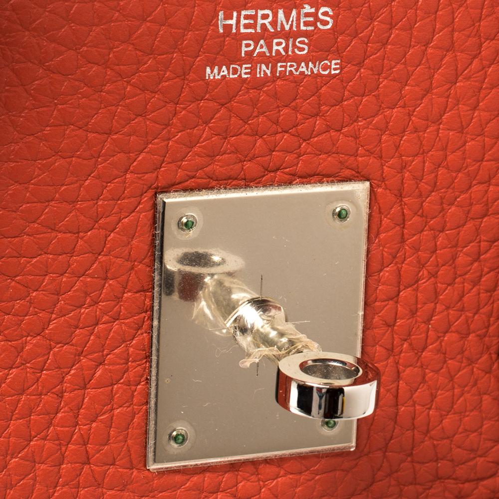 Hermes Rouge Pivoine Craie Clemence Leather Palladium Finished Birkin 30 Bag 2