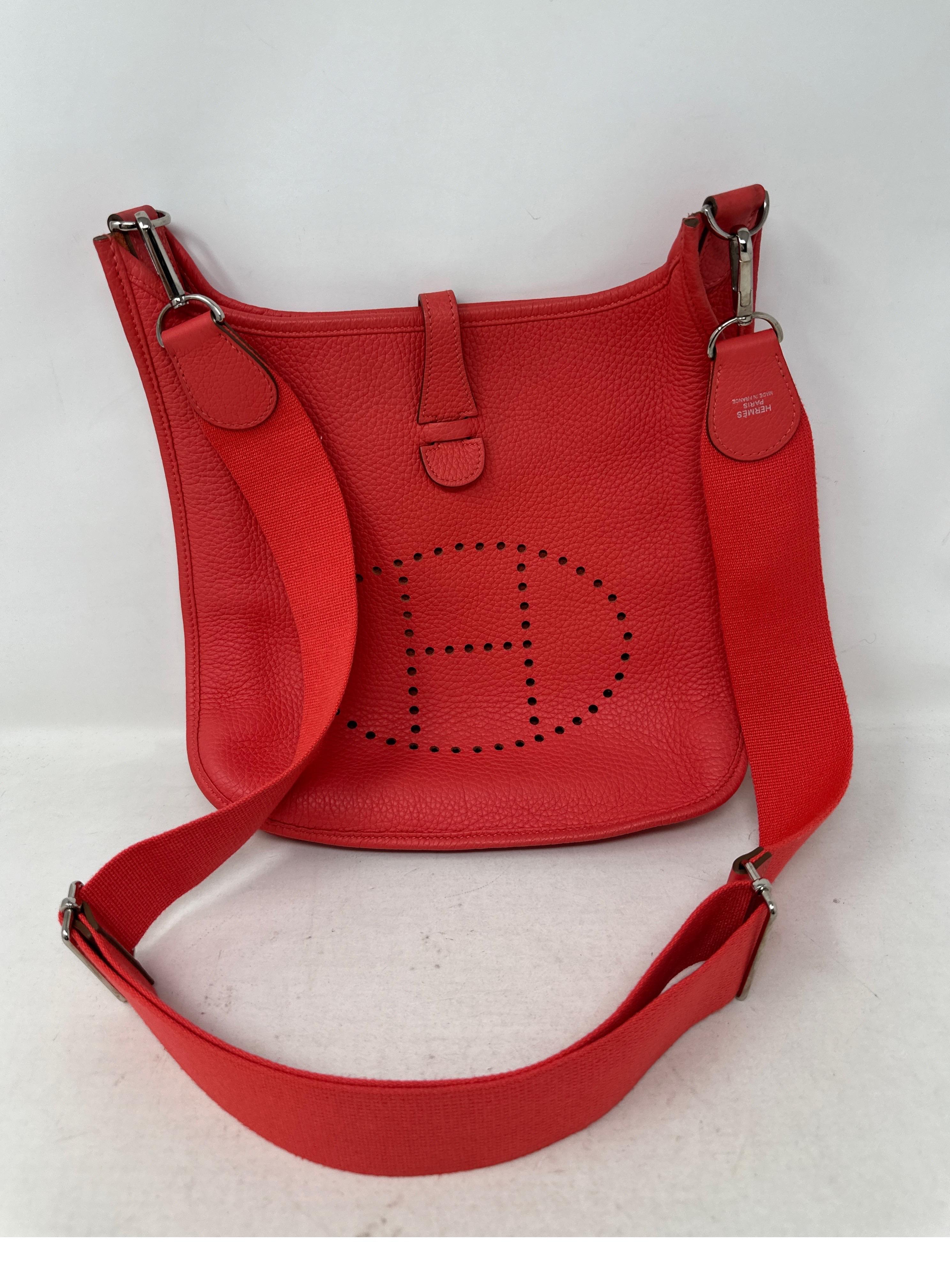 Hermes Rouge Pivoine Evelyne PM Bag  8