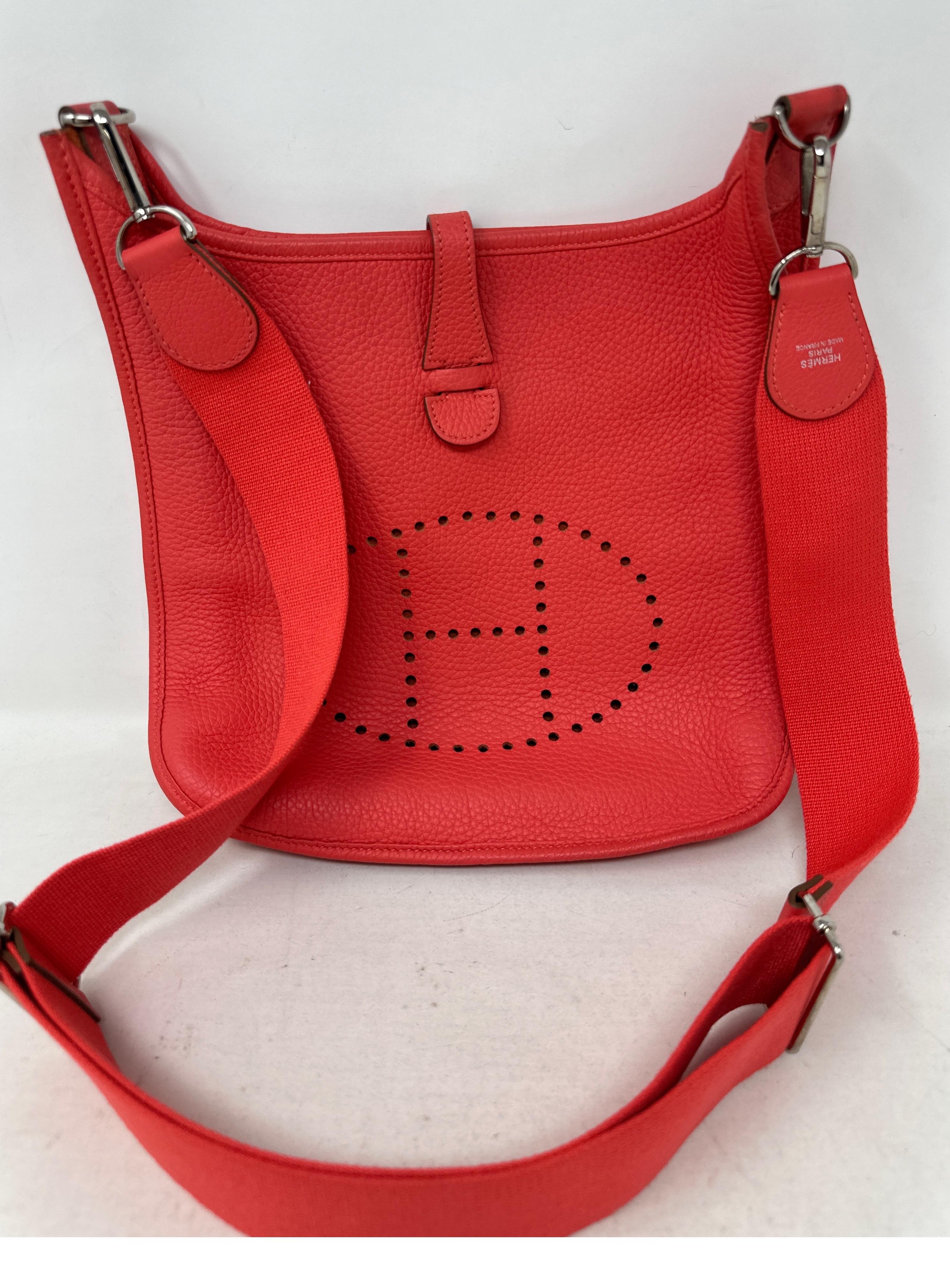 Hermes Rouge Pivoine Evelyne PM Bag  9