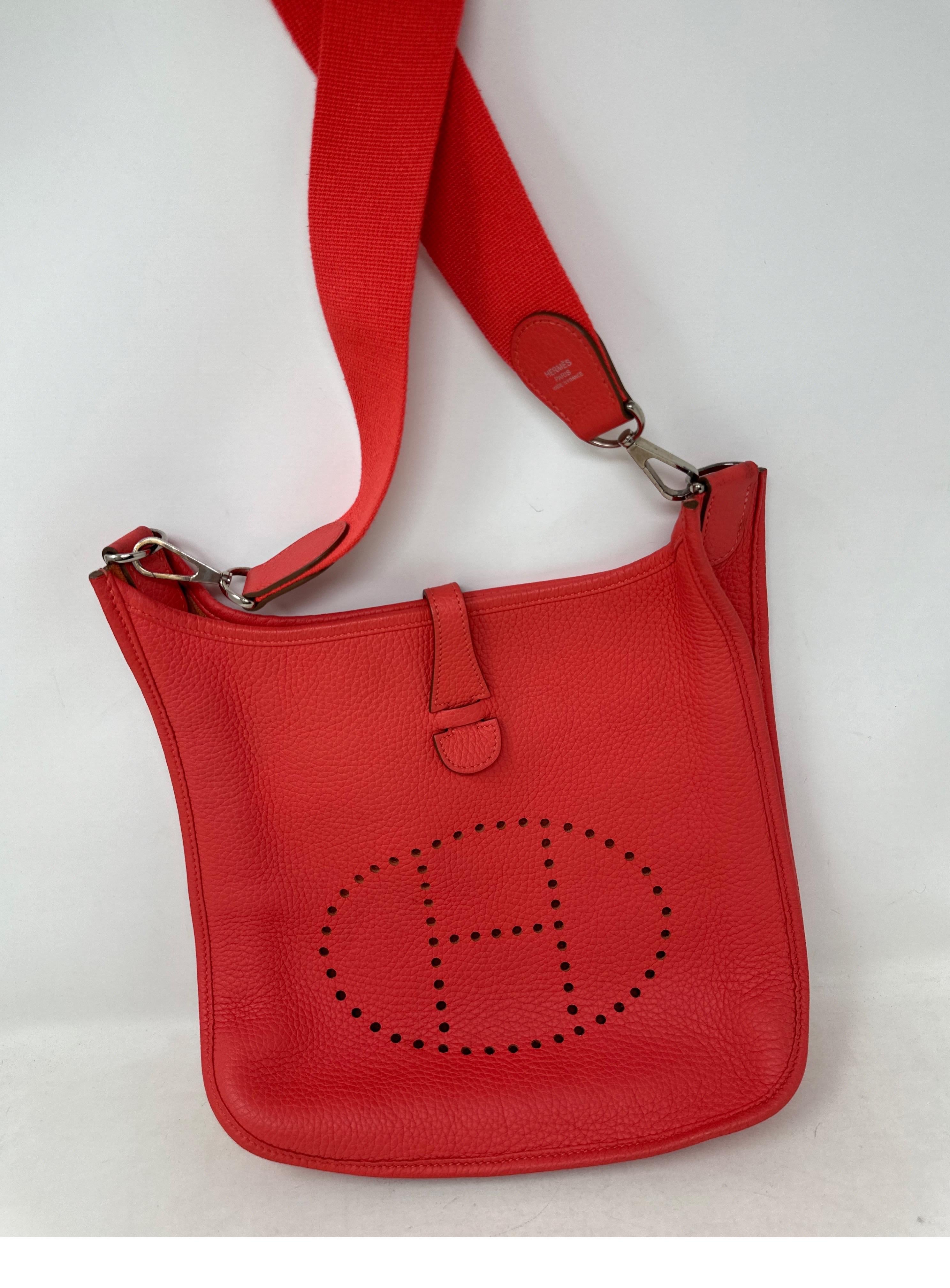 Hermes Rouge Pivoine Evelyne PM Bag  10