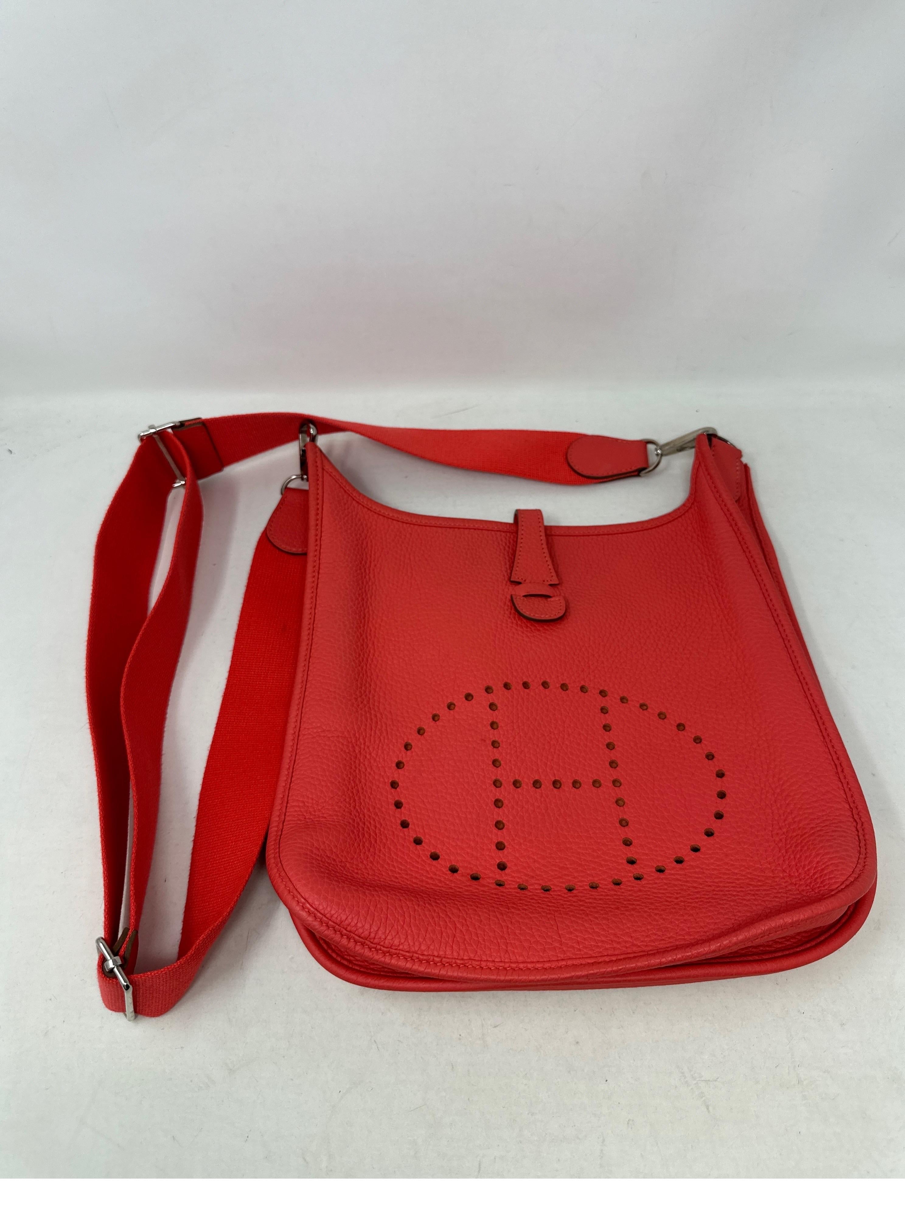 Red Hermes Rouge Pivoine Evelyne PM Bag 