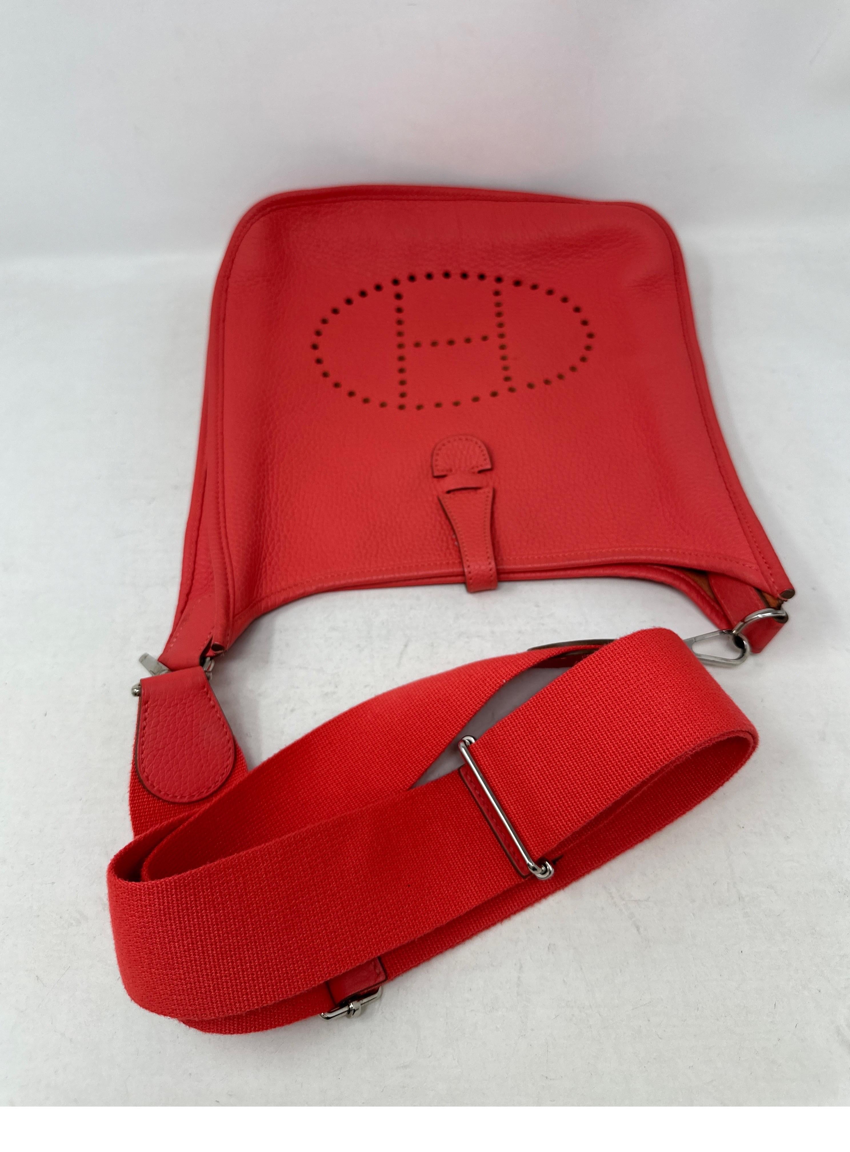 Hermes Rouge Pivoine Evelyne PM Bag  2