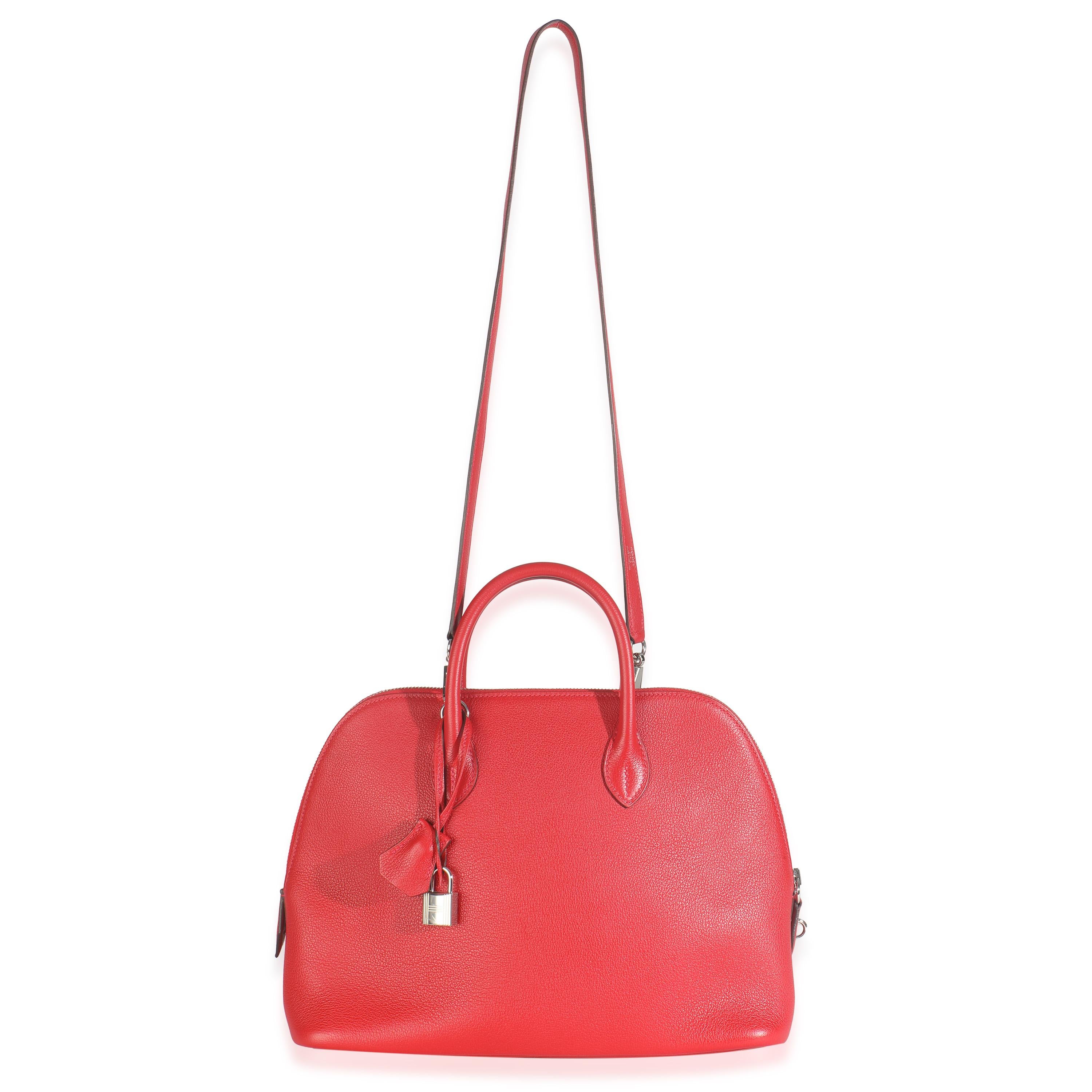 Hermès Rouge Pivoine Evercolor 1923 Bolide 30 PHW en vente 2