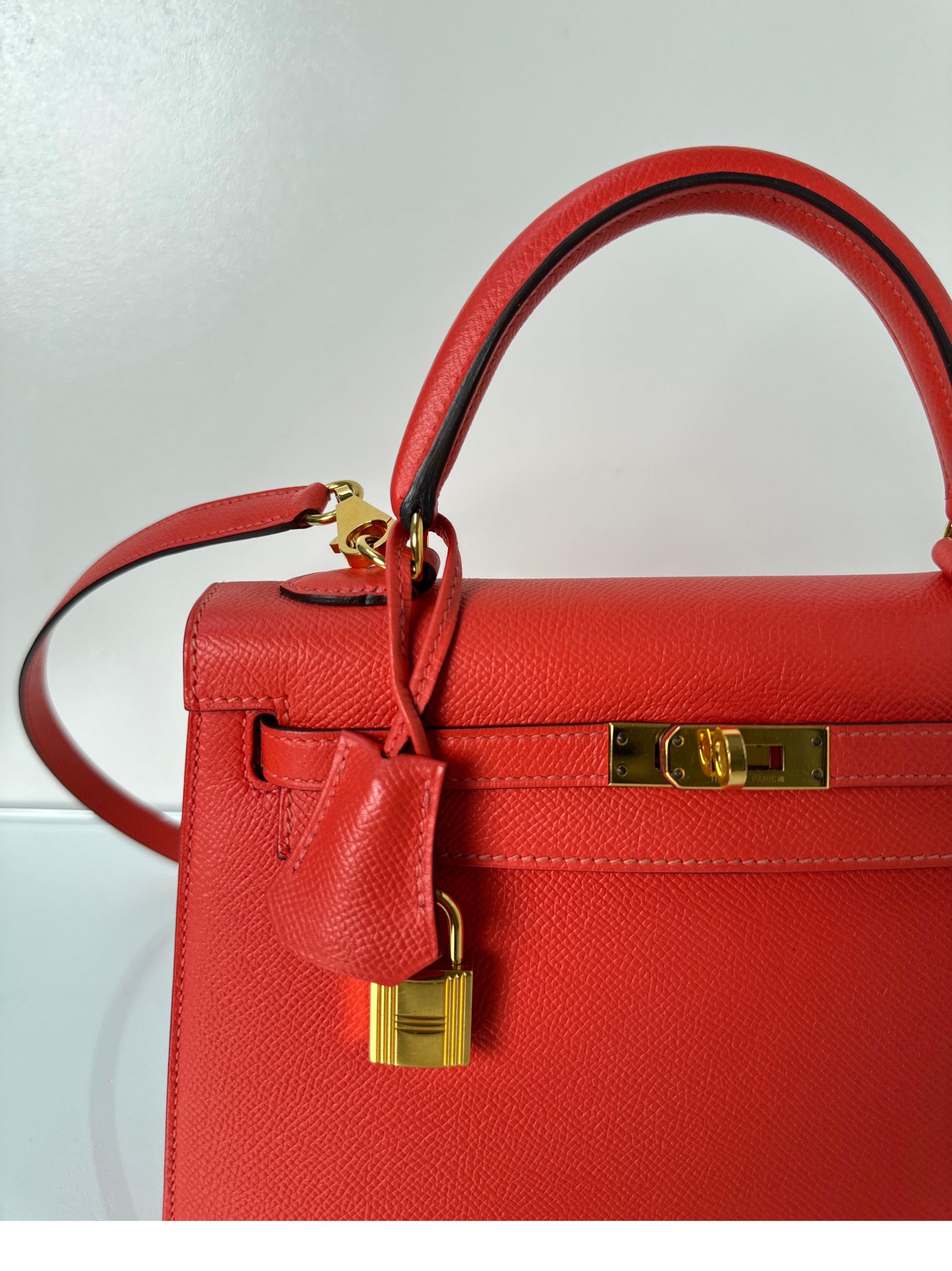 Hermes Rouge Pivoine Kelly 25 Bag 7