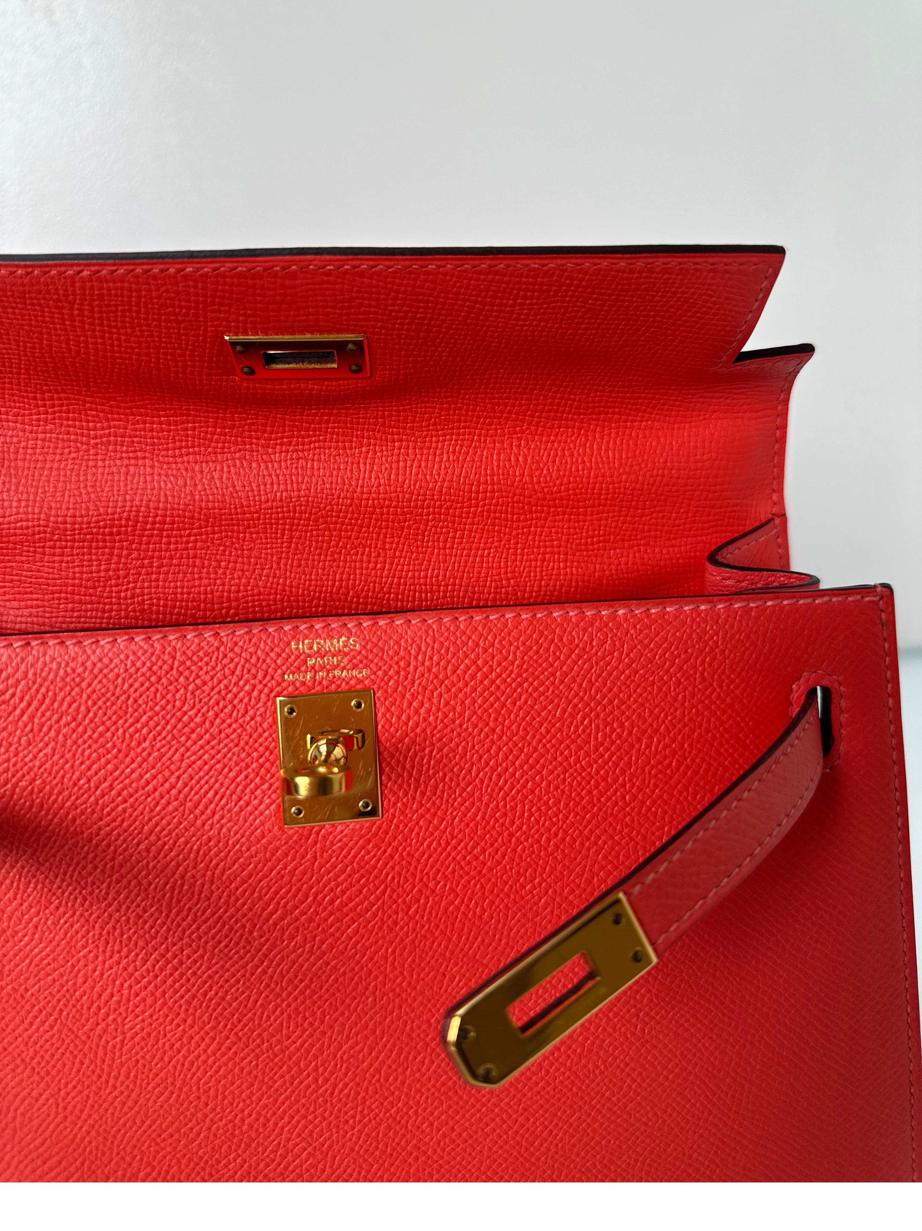 Hermes Rouge Pivoine Kelly 25 Bag 10