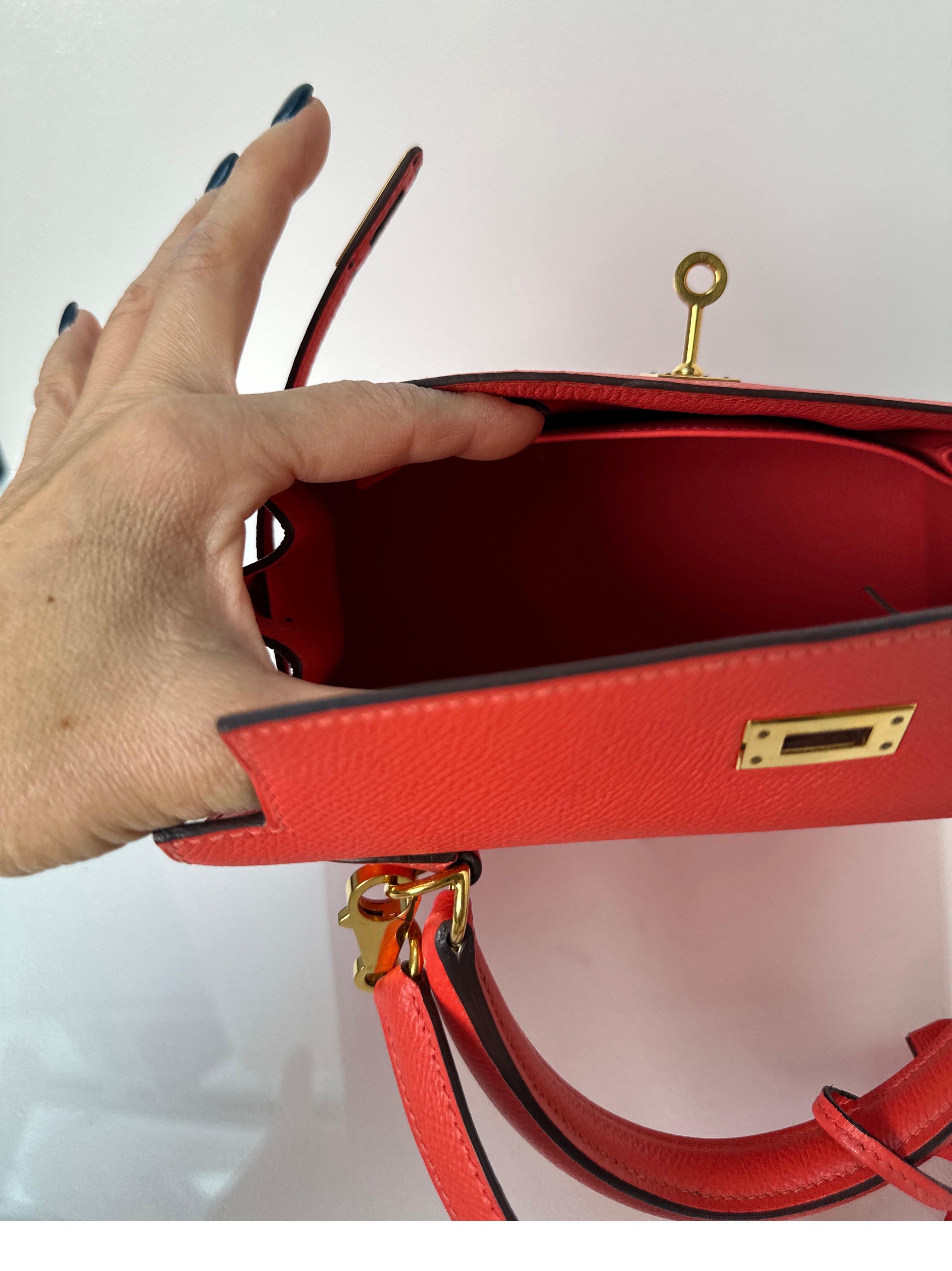 Hermes Rouge Pivoine Kelly 25 Bag 14