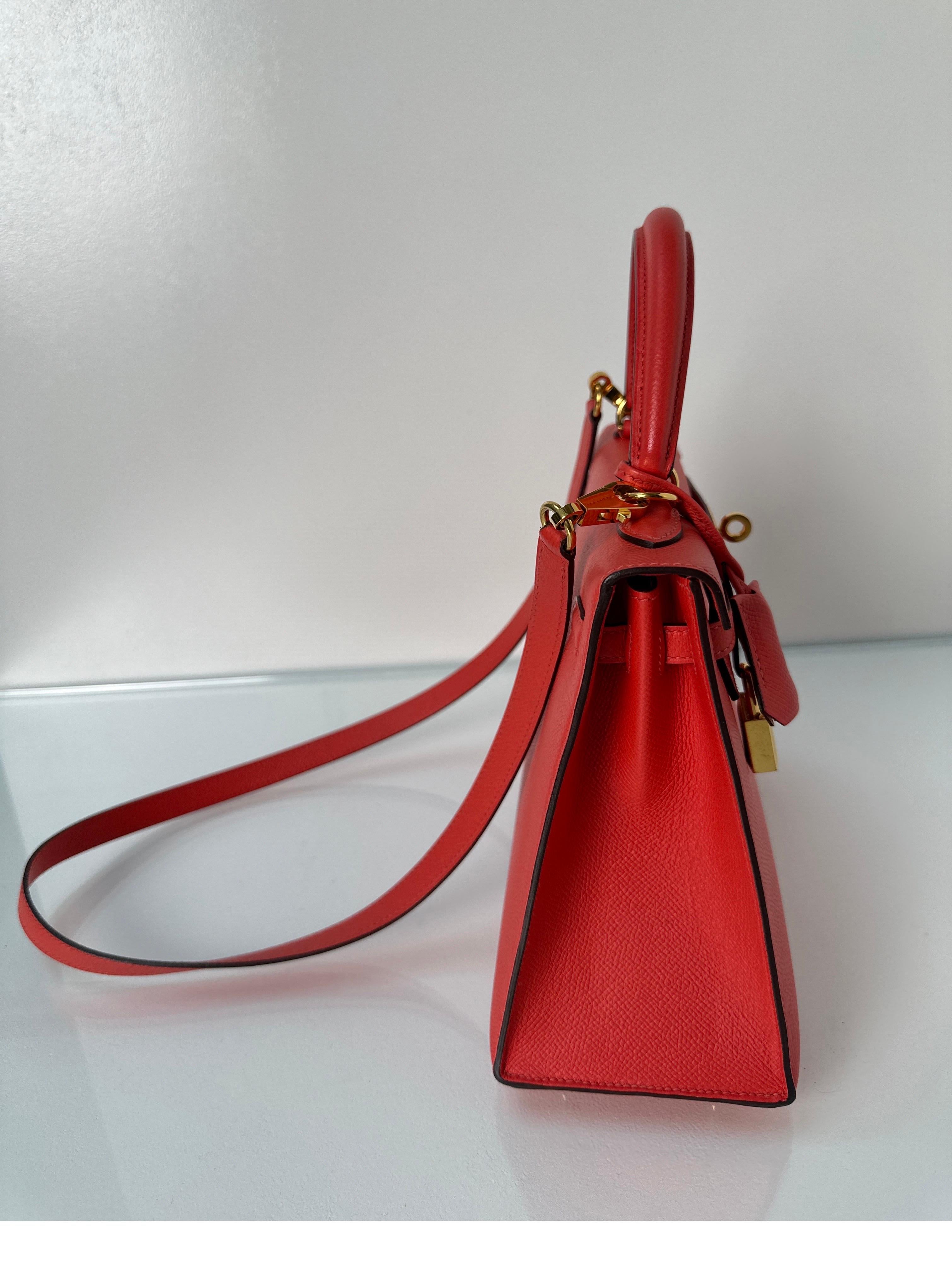 Women's or Men's Hermes Rouge Pivoine Kelly 25 Bag