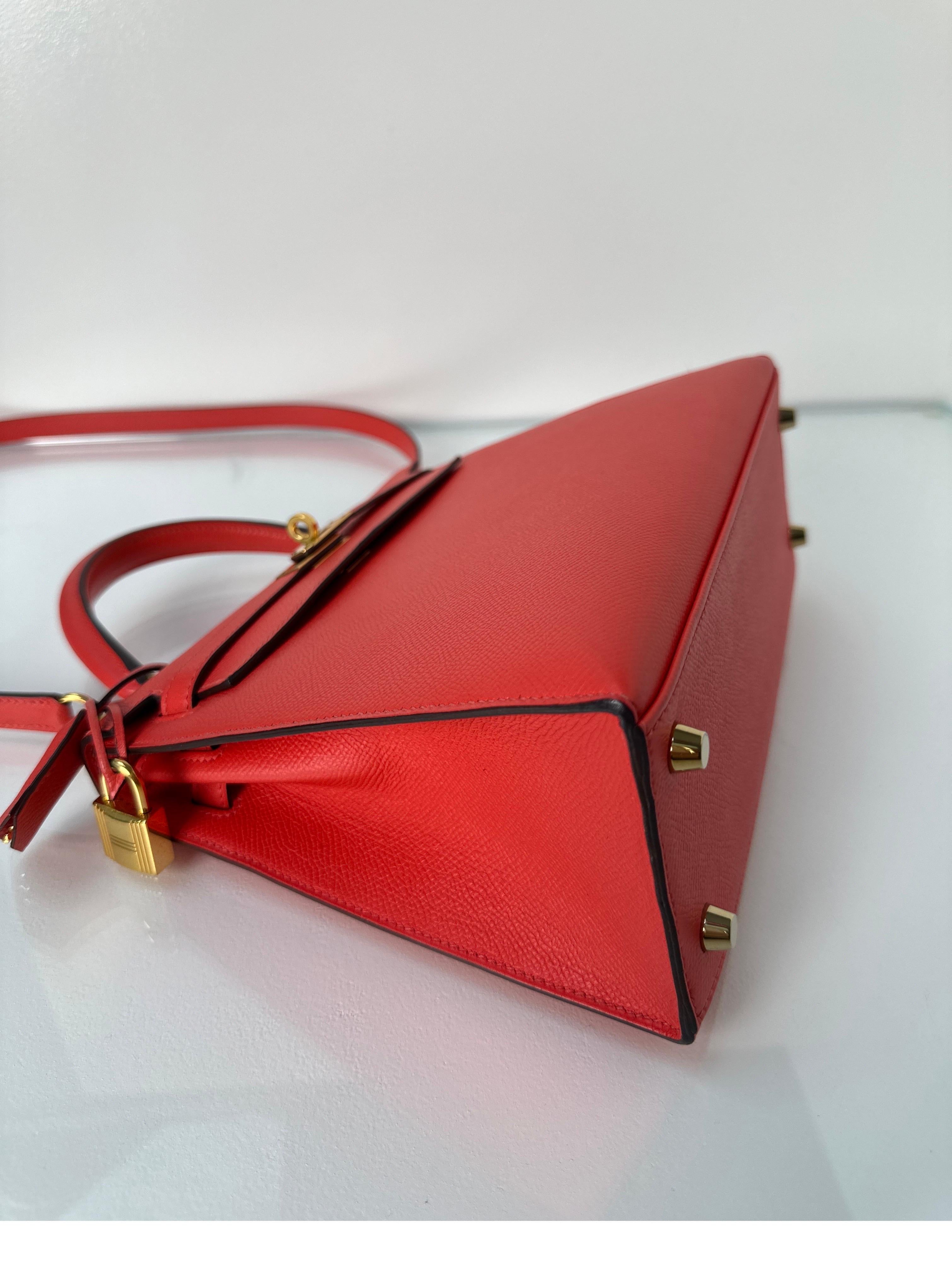 Hermes Rouge Pivoine Kelly 25 Bag 3