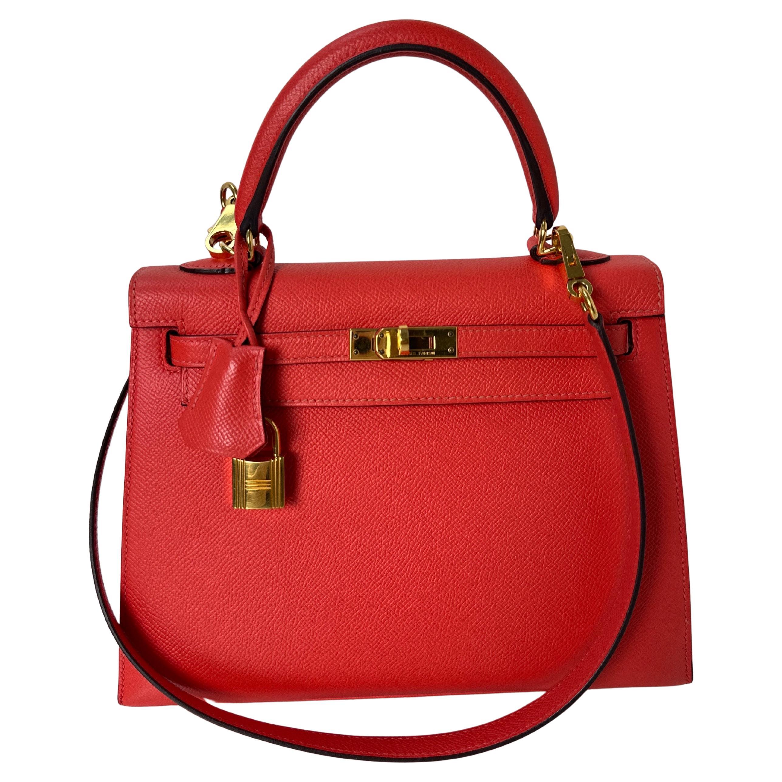 Hermes Rouge Pivoine Kelly 25 Bag