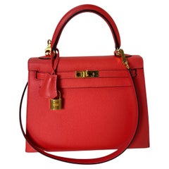 Hermes Rouge Pivoine Kelly 25 Bag