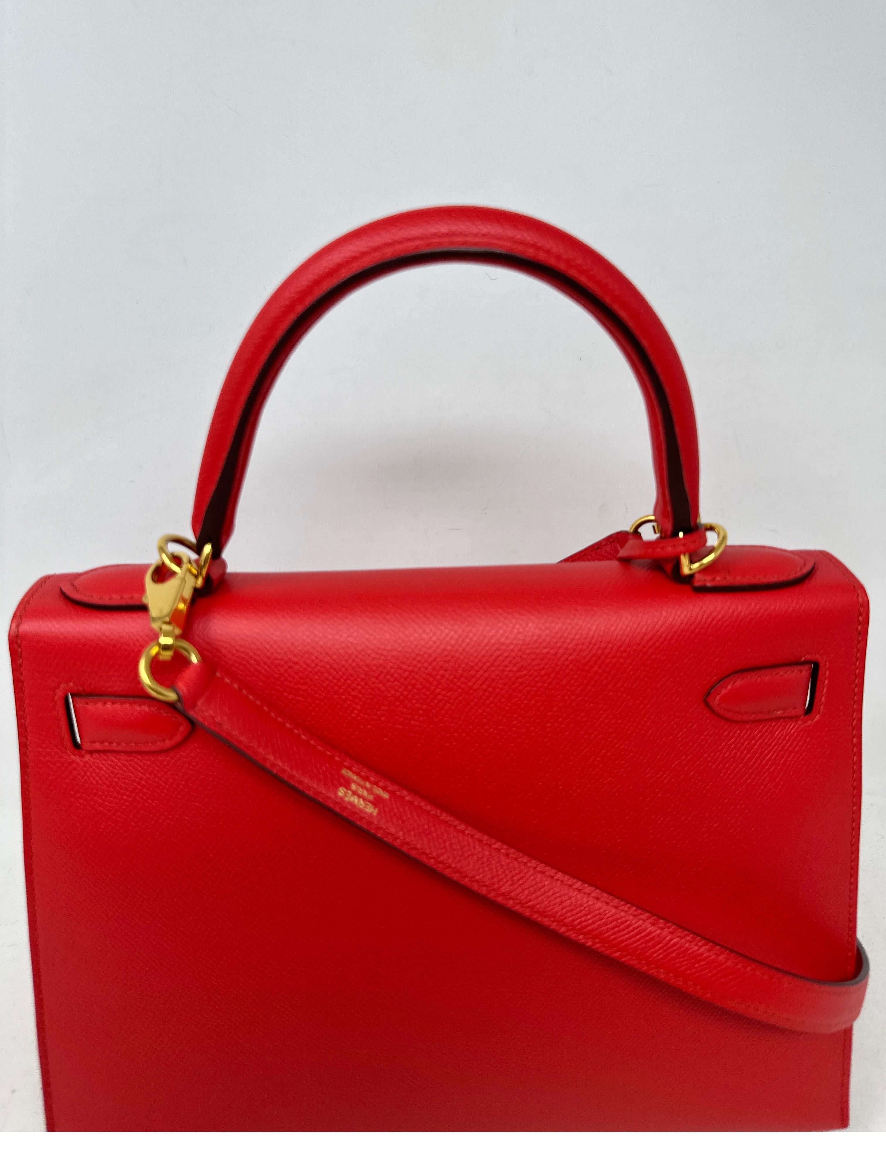 Hermes Rouge Pivoine Red Kelly 28 Bag 6