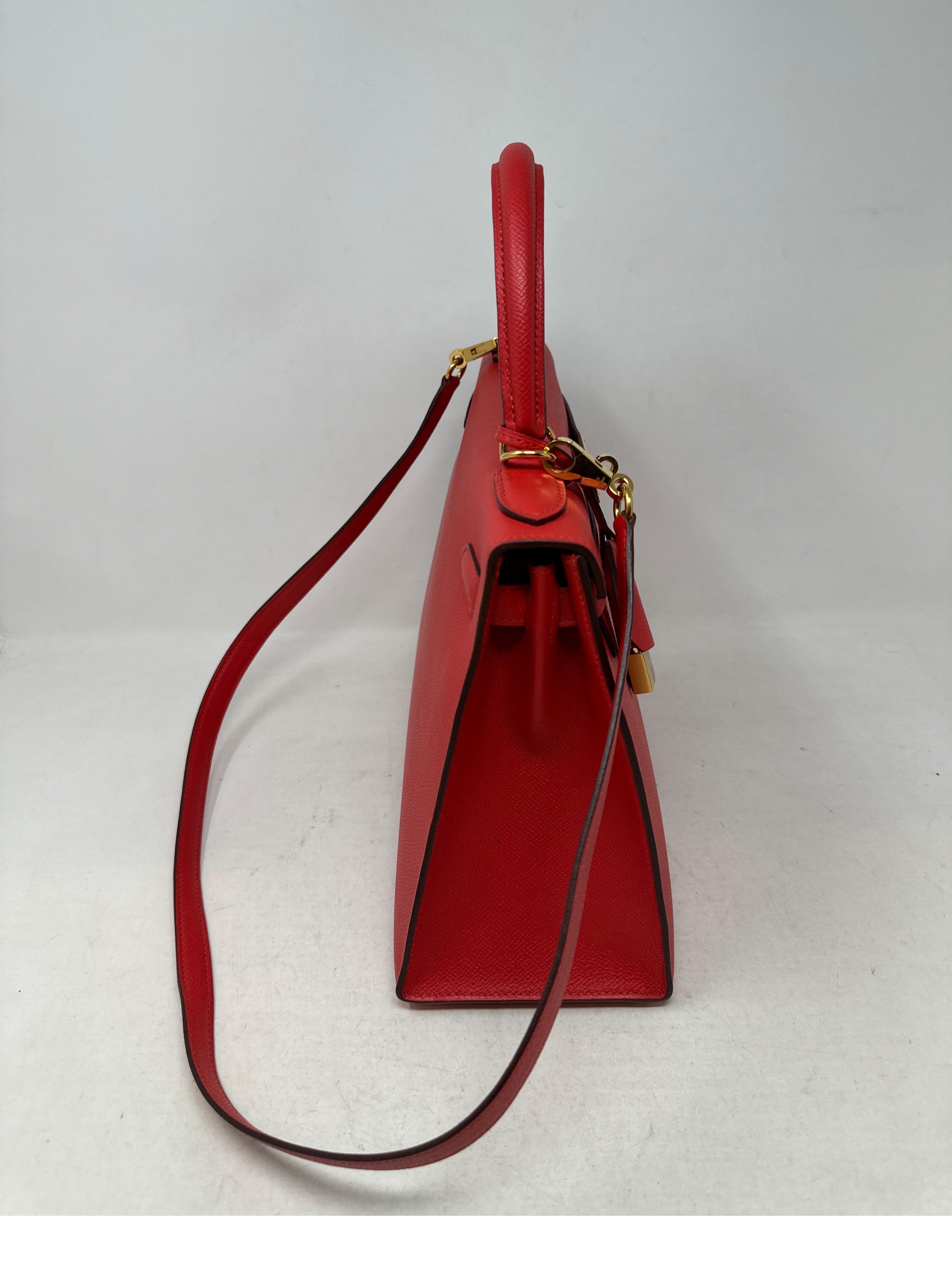 Hermes Rouge Pivoine Red Kelly 28 Bag 7