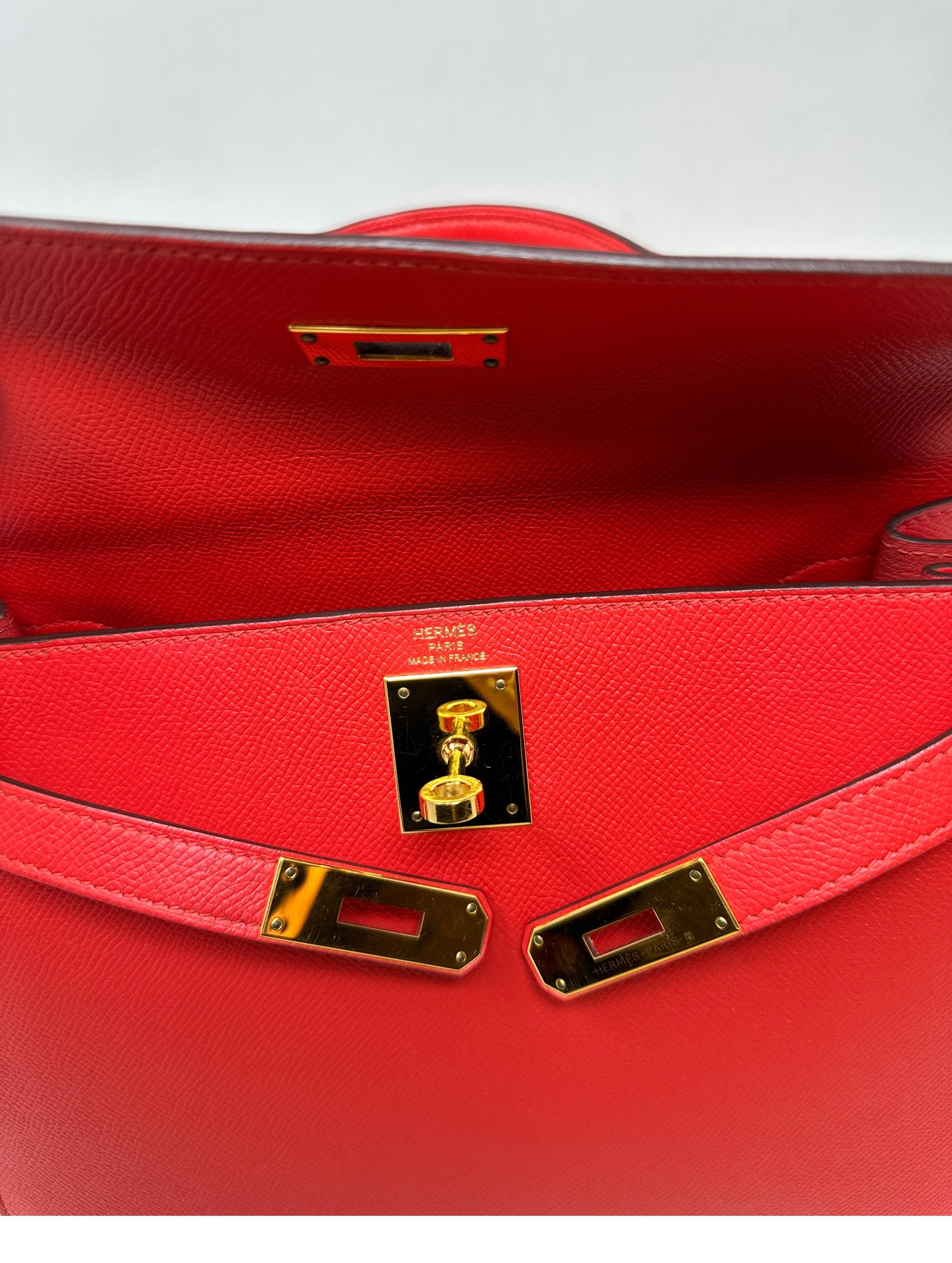 Hermes Rouge Pivoine Red Kelly 28 Bag 13