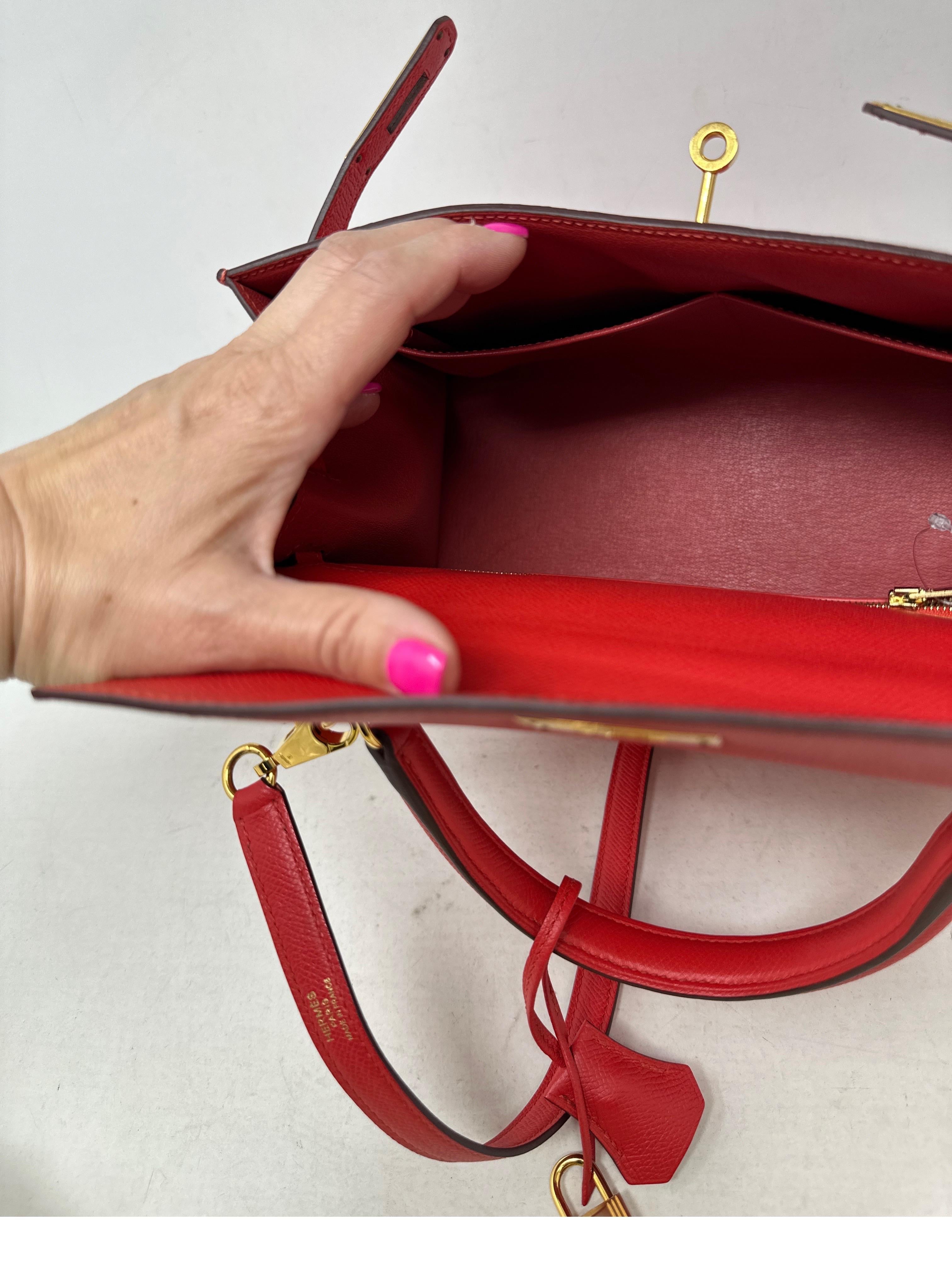Hermes Rouge Pivoine Red Kelly 28 Bag 14