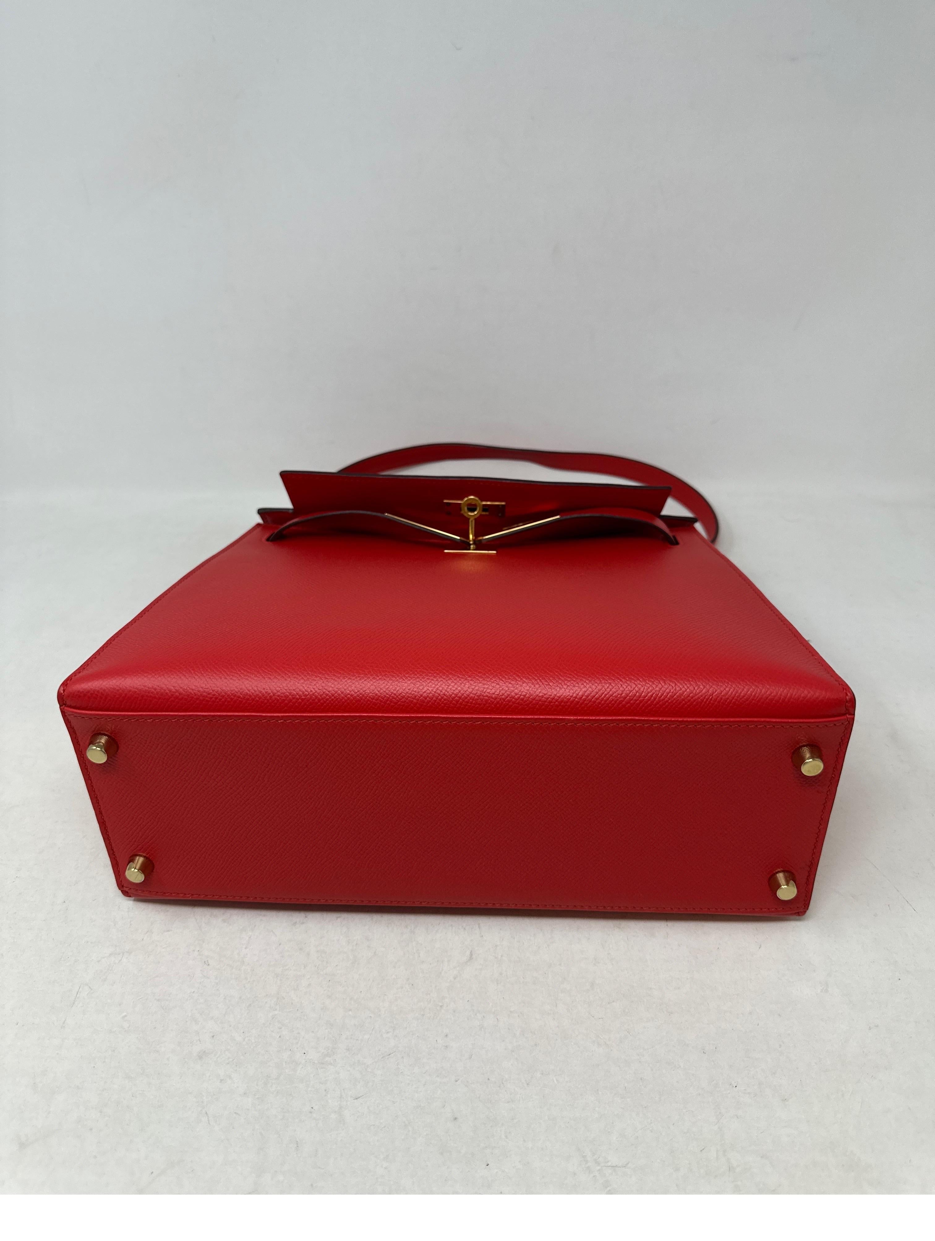Hermes Rouge Pivoine Red Kelly 28 Bag 15