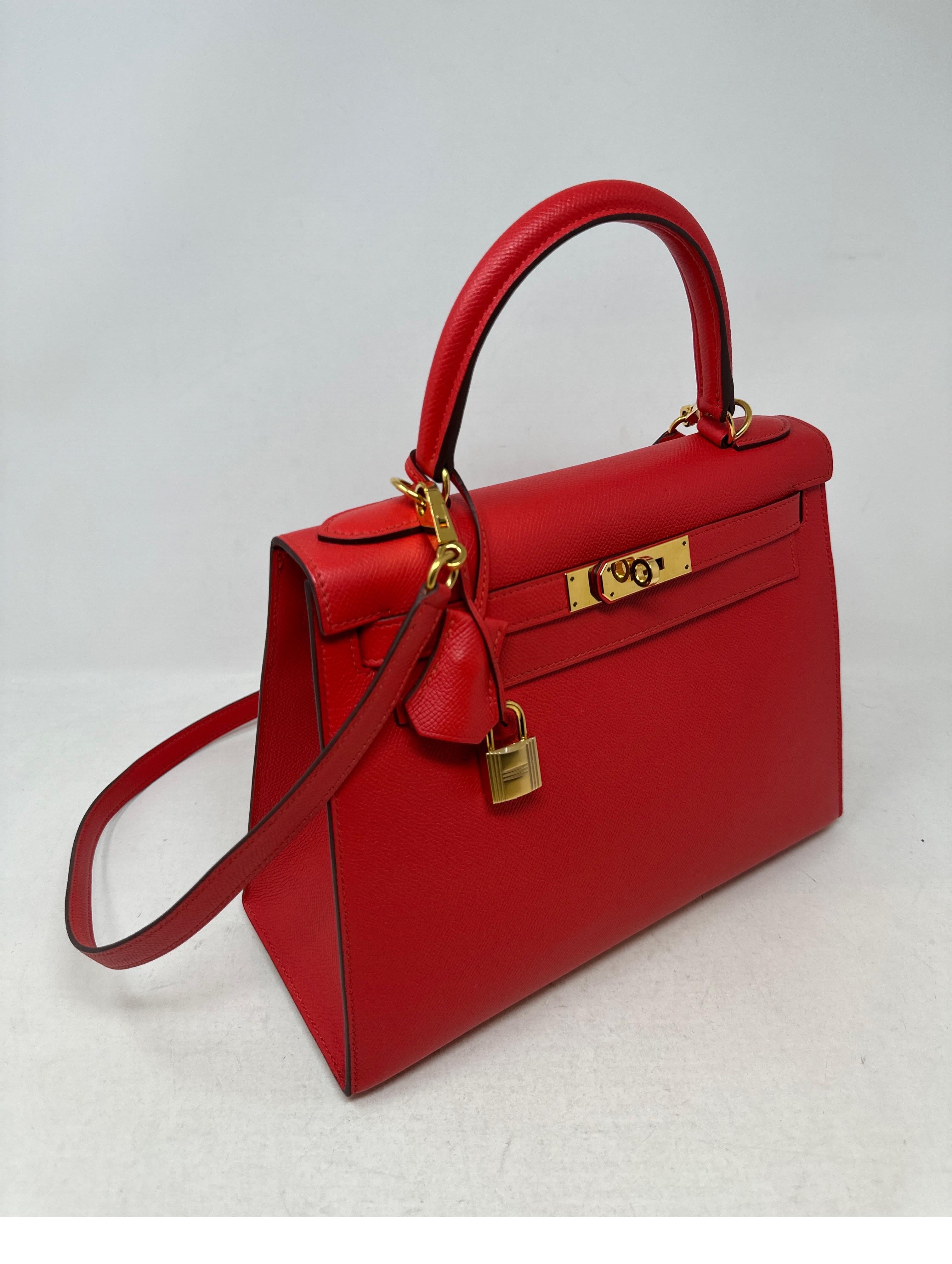 Women's or Men's Hermes Rouge Pivoine Red Kelly 28 Bag