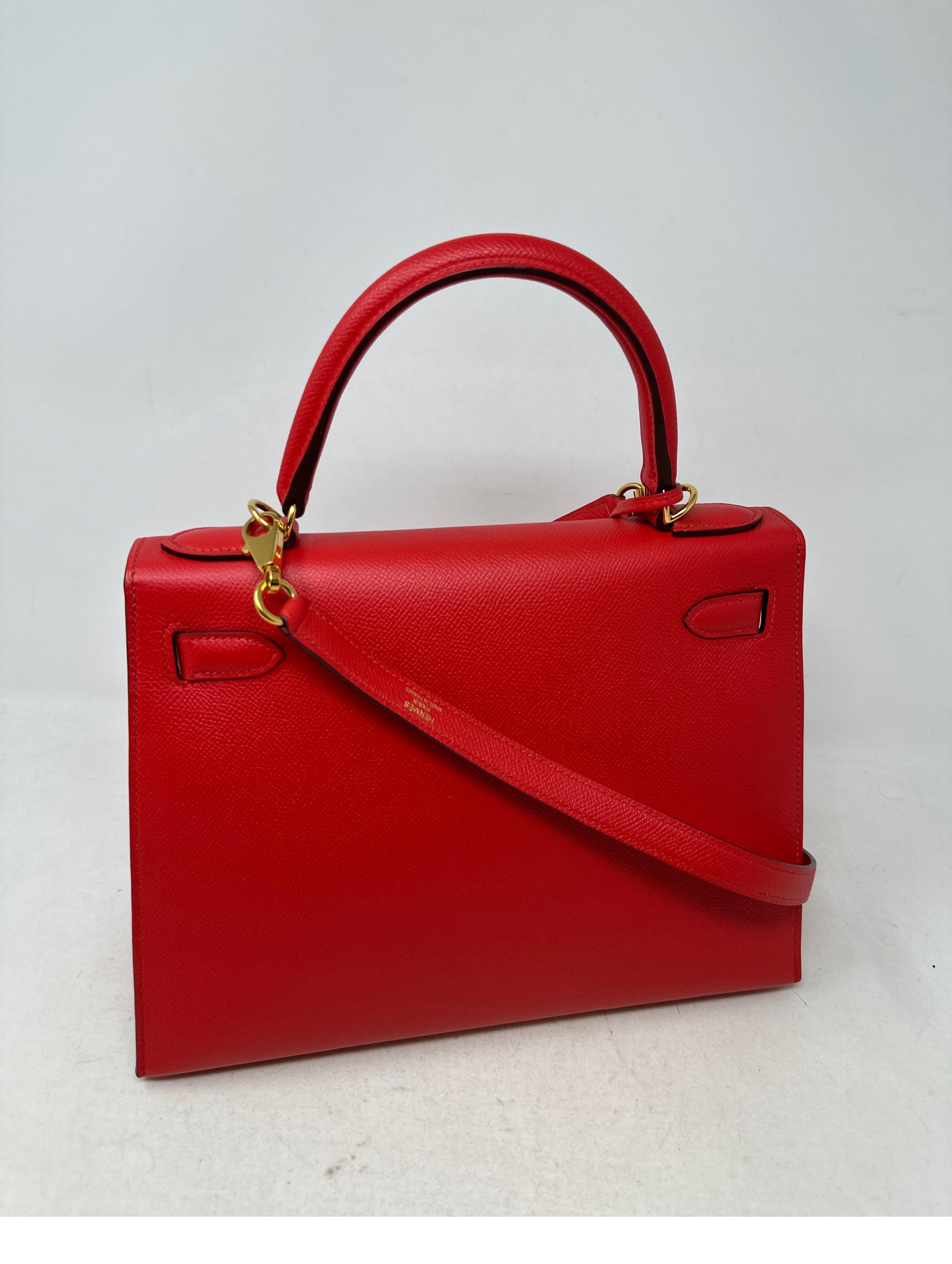 Hermes Rouge Pivoine Red Kelly 28 Bag 4