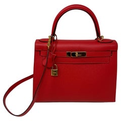 Hermes Rouge Pivoine Red Kelly 28 Bag 