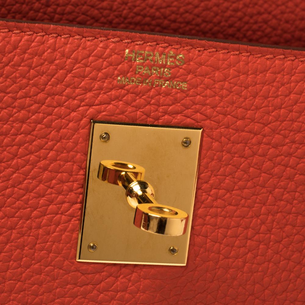 Hermes Rouge Pivoine Togo Leather Gold Hardware Kelly Retourne 32 Bag 8