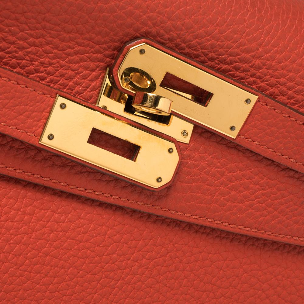 Hermes Rouge Pivoine Togo Leather Gold Hardware Kelly Retourne 32 Bag 4