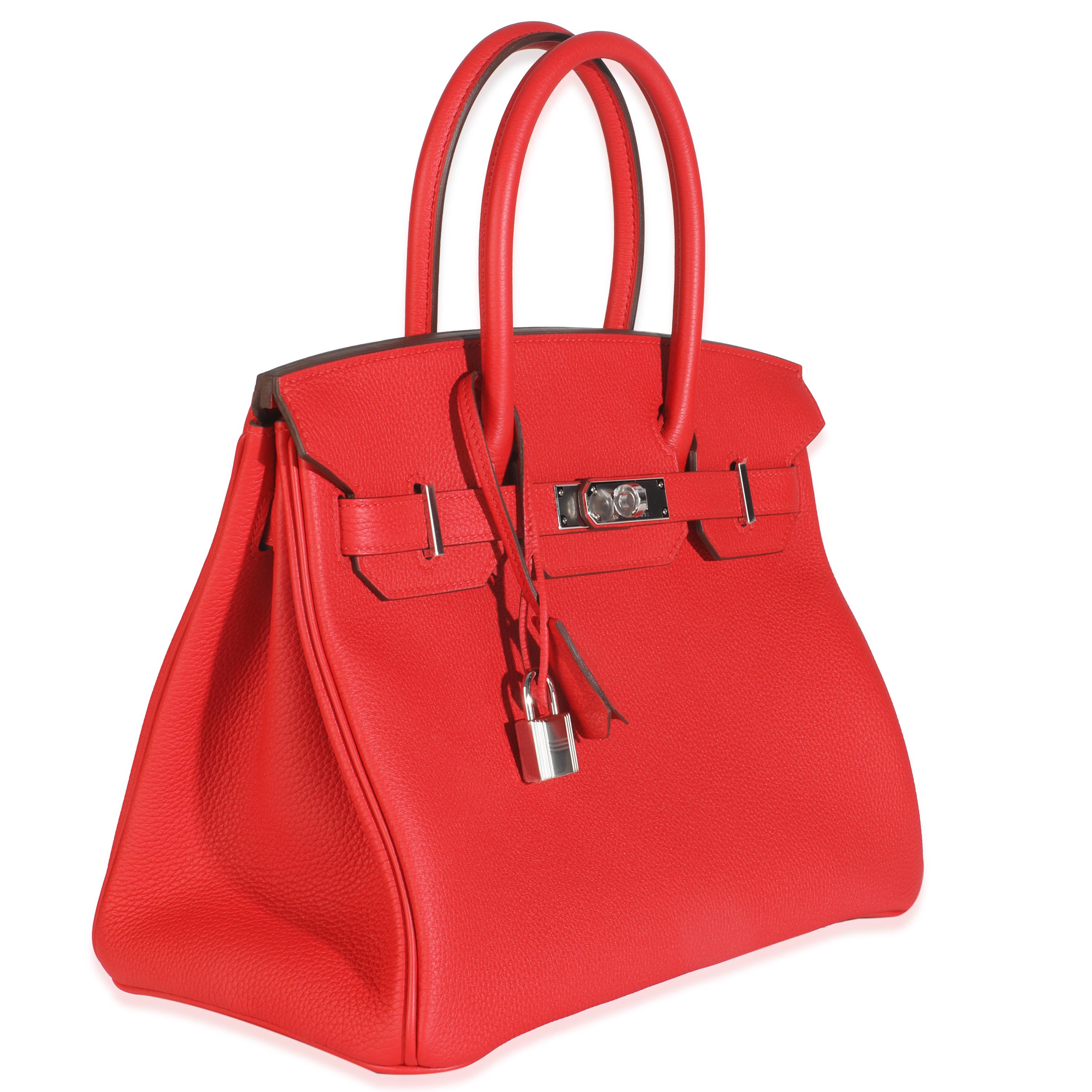 Hermès Rouge Radieux Togo Birkin 30 PHW in vendita 2