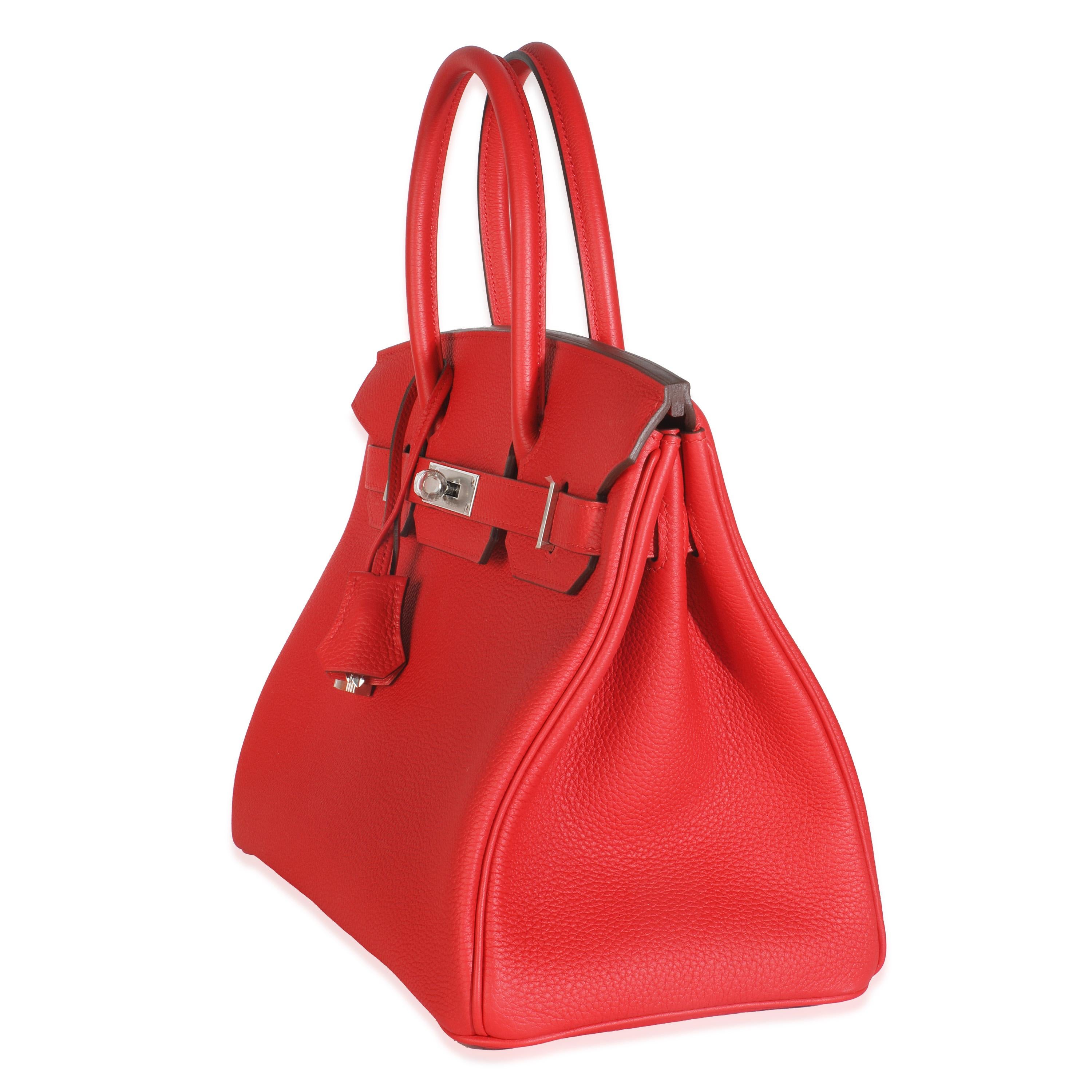 Hermès Rouge Radieux Togo Birkin 30 PHW in vendita 4