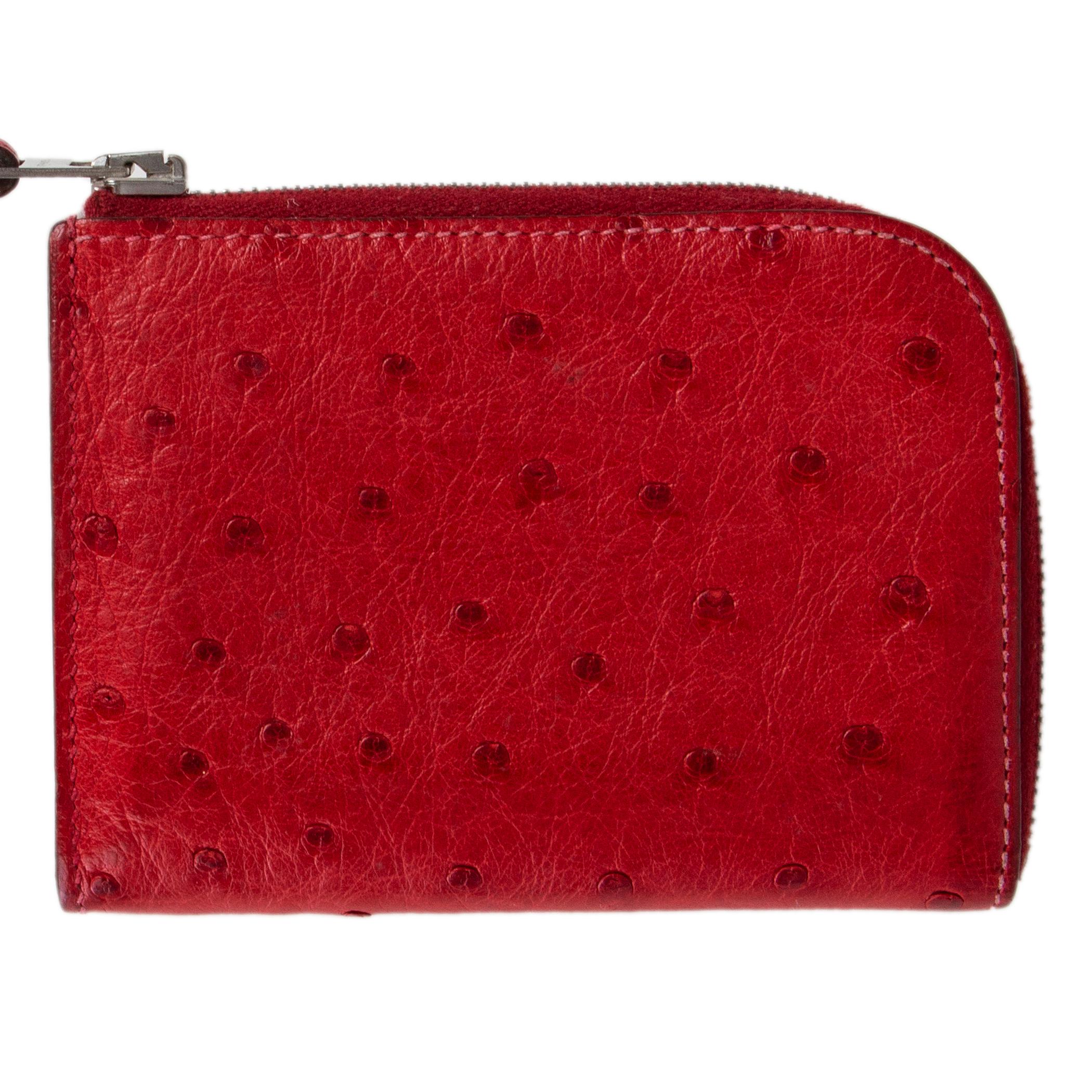 Red HERMES Rouge red OSTRICH Wallet