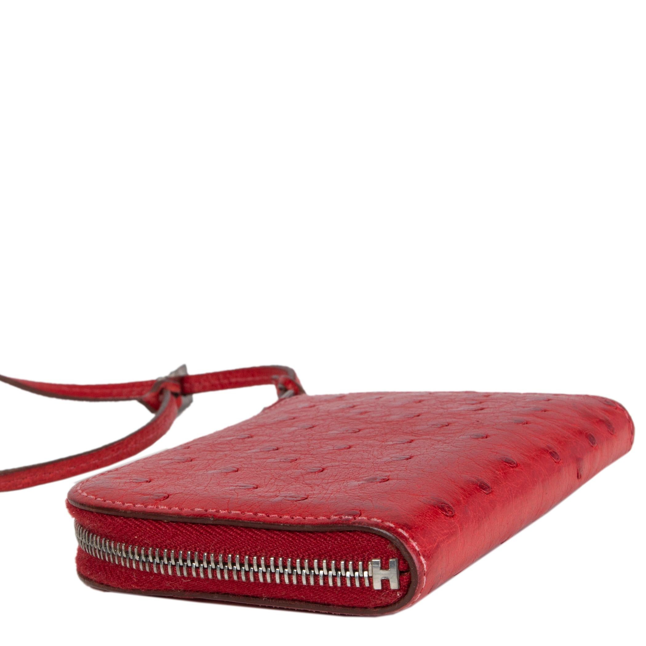 Women's or Men's HERMES Rouge red OSTRICH Wallet