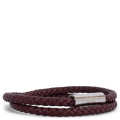 HERMES Rouge Sellier braided Swift leather GOLIATH DOUBLE TOUR Bracelet