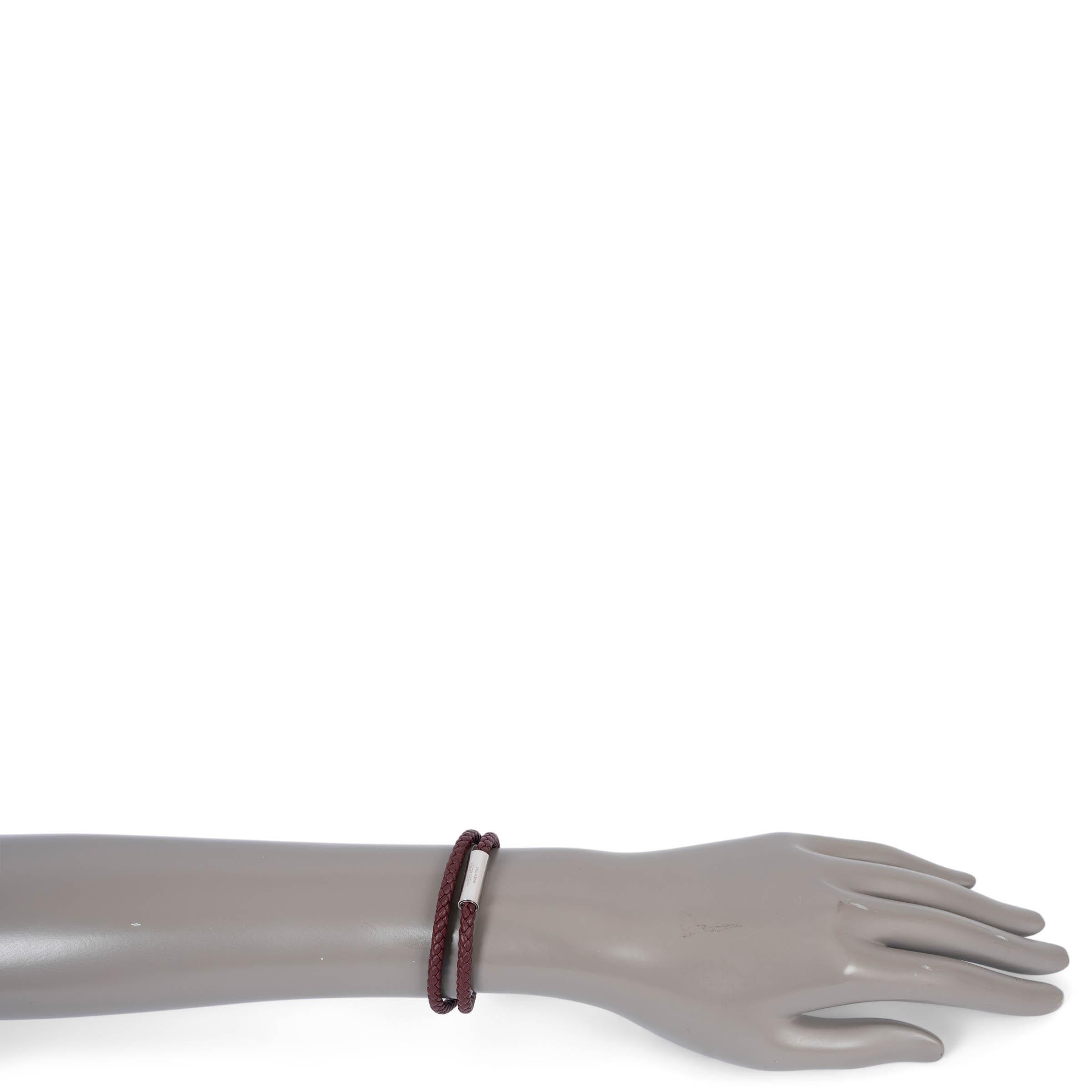 HERMÈS, bracelet tourisme double Sellier rouge tressé Swift cuir GOLIATH Excellent état à Zürich, CH