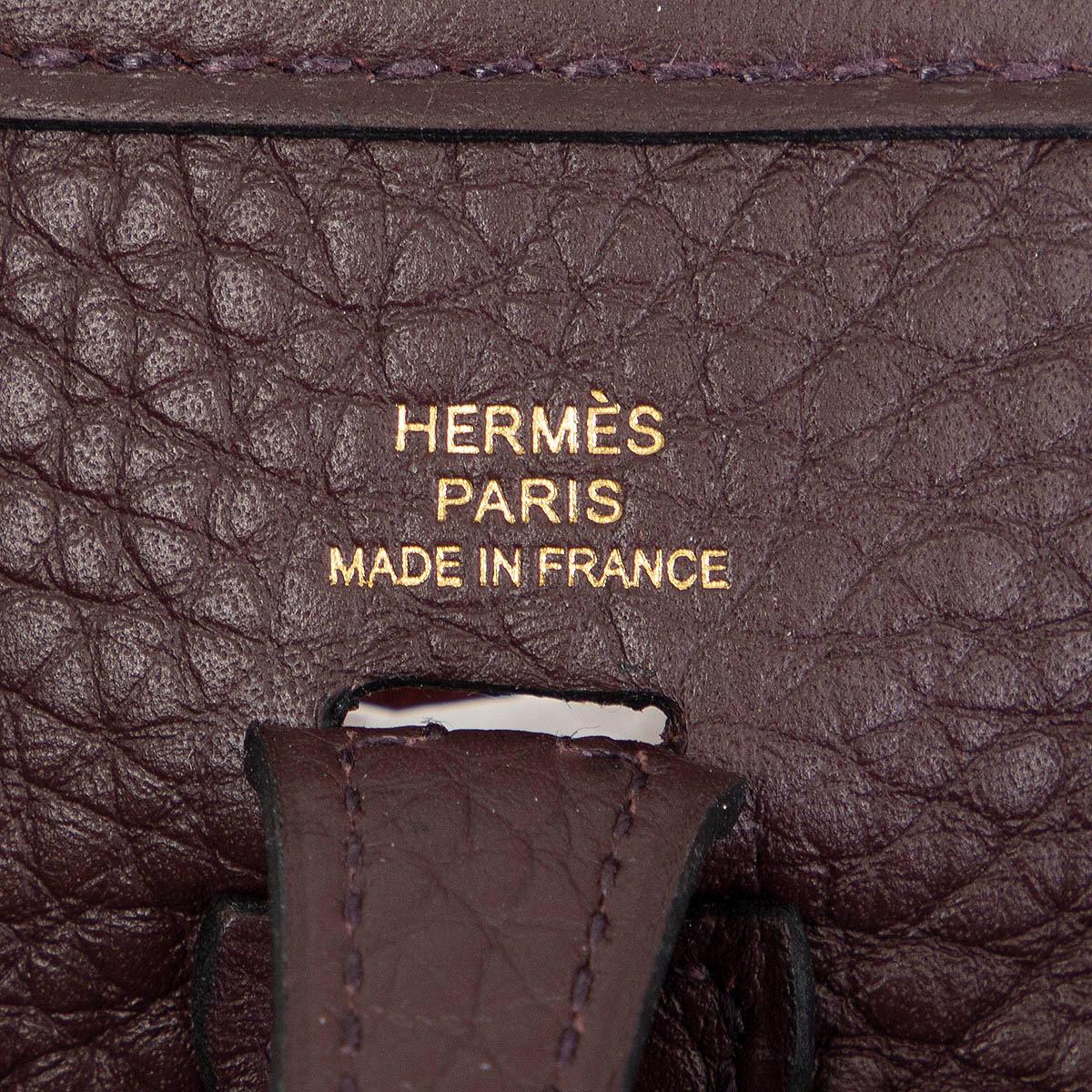 HERMES Rouge Sellier burgundy Clemence leather EVELYNE 16 TPM Bag Gold ...