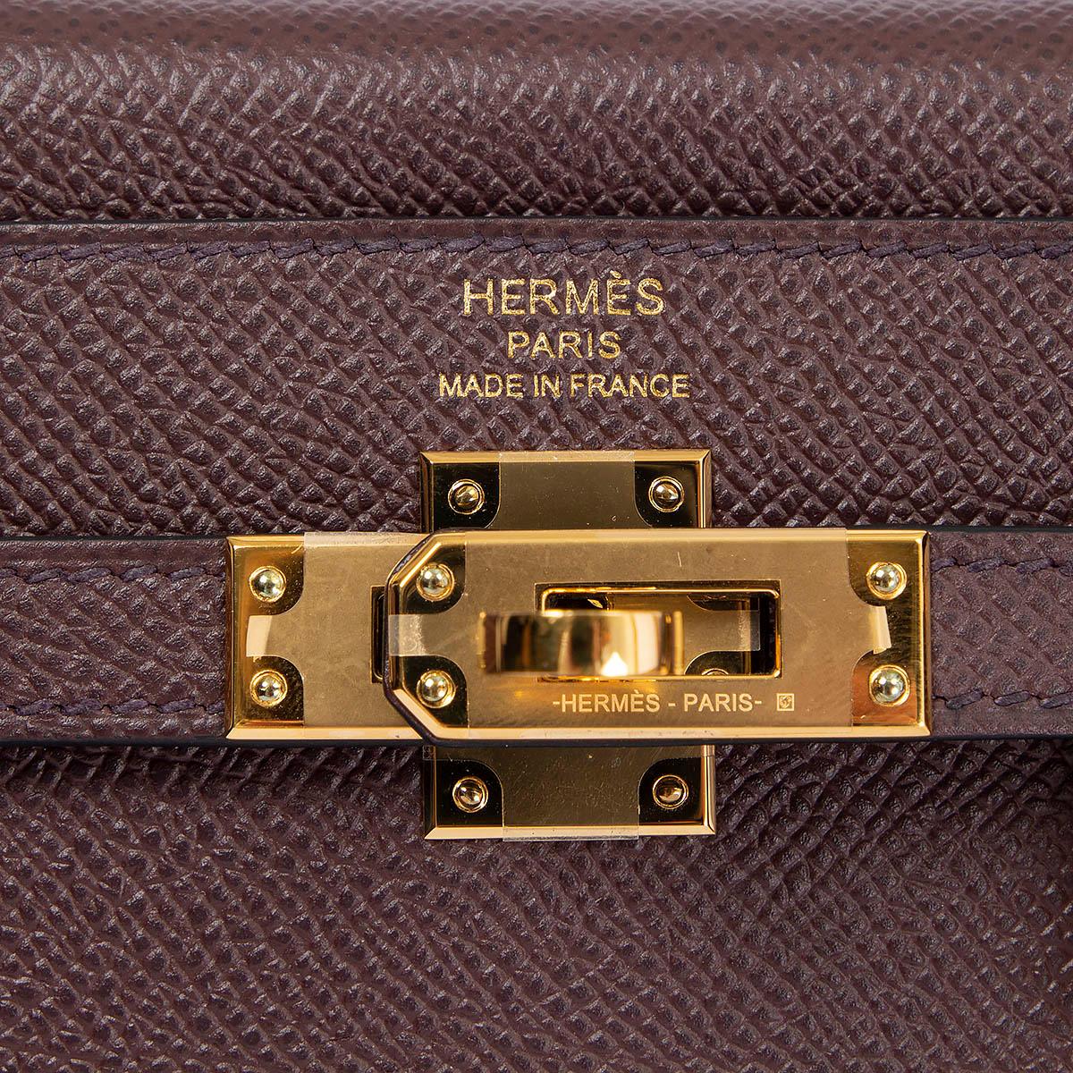 HERMES Rouge Sellier burgundy Epsom leather KELLY 25 SELLIER Bag w Gold In New Condition In Zürich, CH