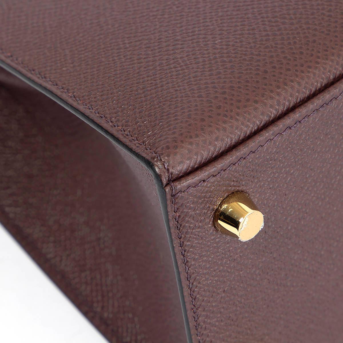 HERMES Rouge Sellier burgundy Epsom leather KELLY 25 SELLIER Bag w Gold 2