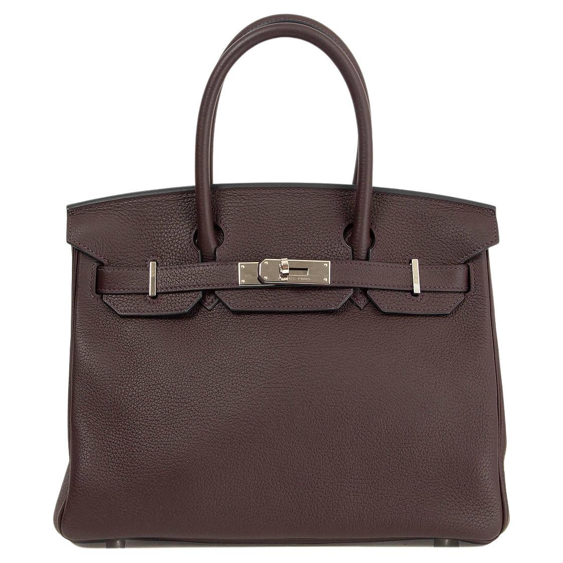 HERMES Rouge Sellier burgundy Togo leather BIRKIN 30 Bag Palladium For Sale