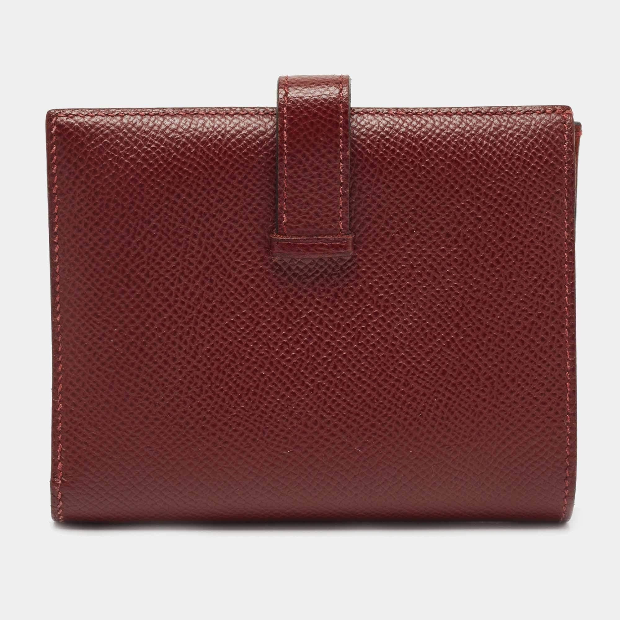 Hermes Rouge Sellier/Cuivre Epsom Leather Bearn Compact Wallet 3