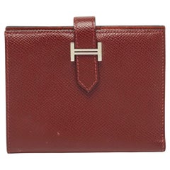 Hermes Rouge Sellier/Cuivre Epsom Leather Bearn Compact Wallet