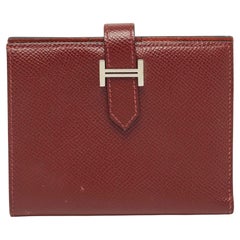 Hermes Rouge Sellier/Cuivre Epsom Leather Bearn Compact Wallet