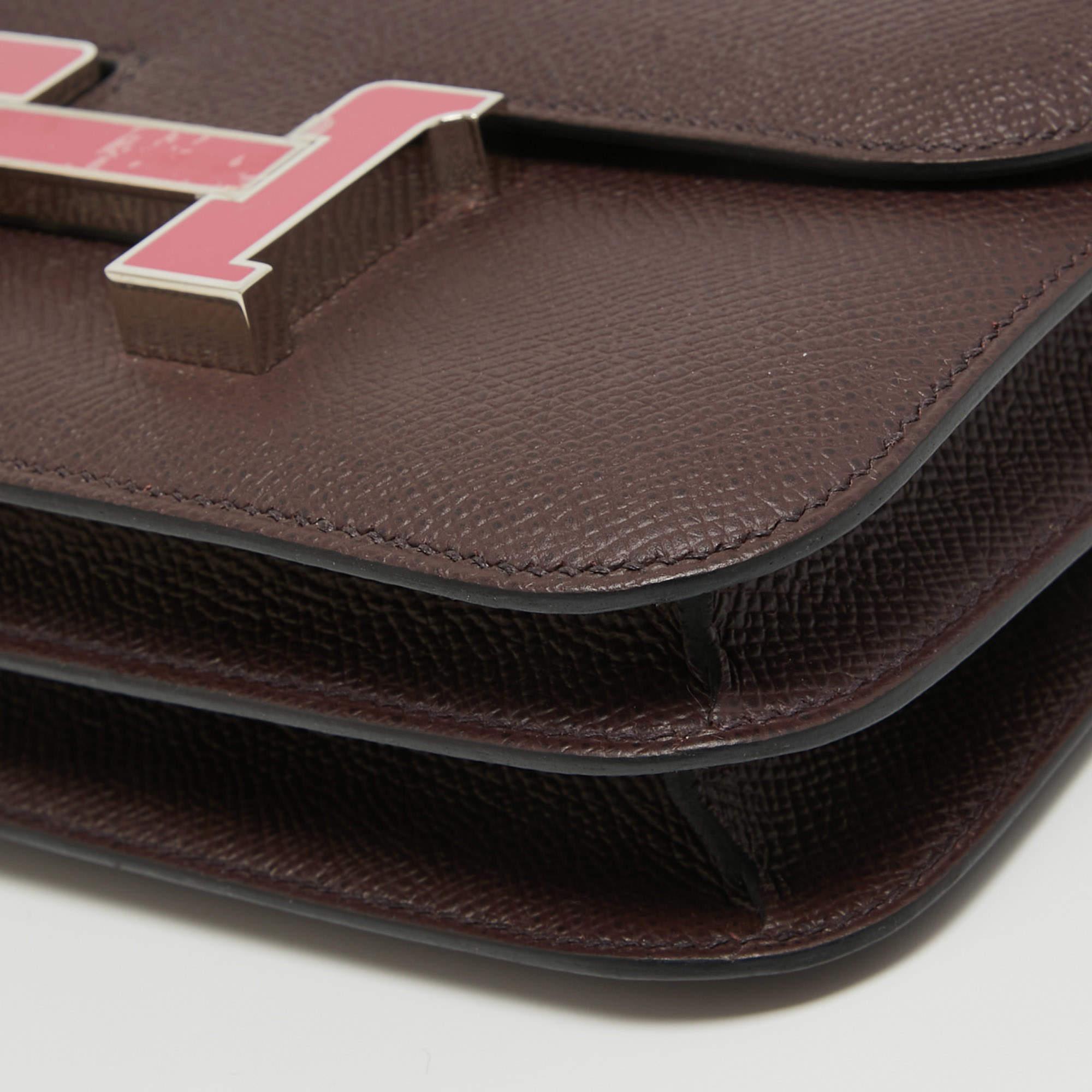 Hermes Rouge Sellier Epsom Leather Enamel Palladium Finish Constance 18 Bag 8