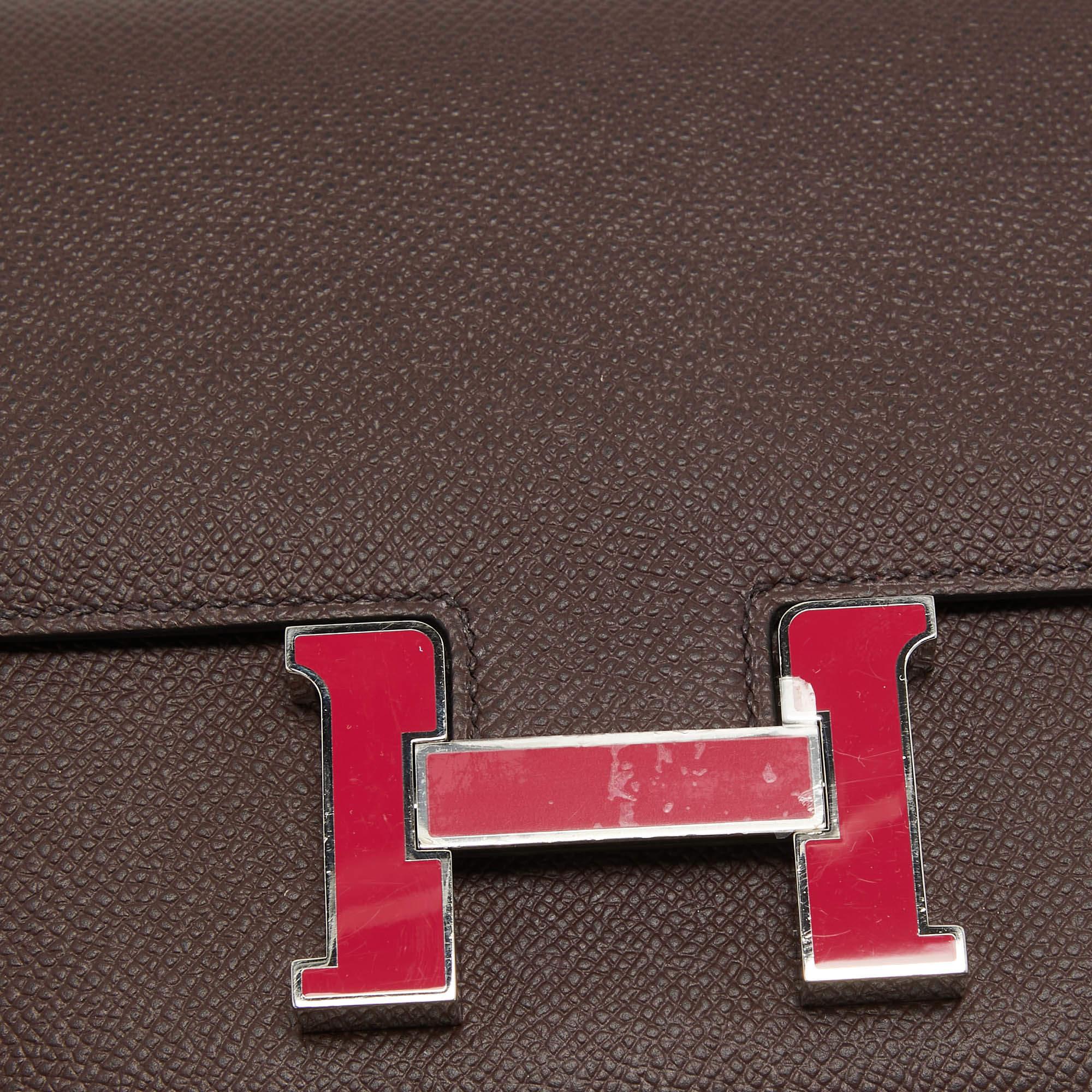 Hermes Rouge Sellier Epsom Leather Enamel Palladium Finish Constance 18 Bag 9