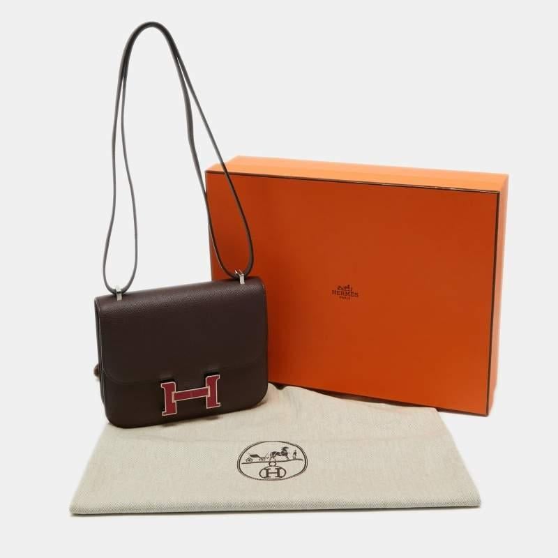 Hermes Rouge Sellier Epsom Leather Enamel Palladium Finish Constance 18 Bag 13
