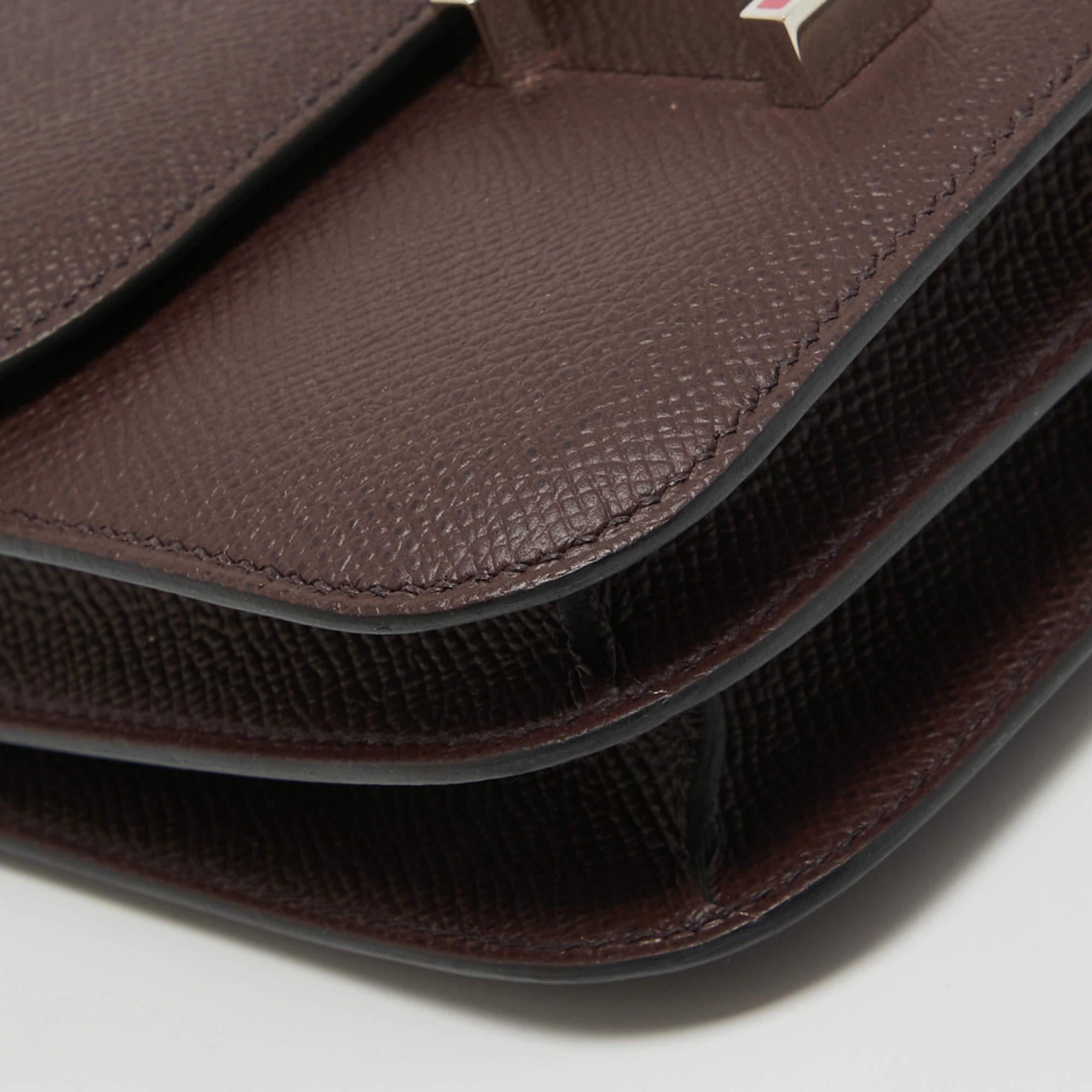 Hermes Rouge Sellier Epsom Leather Enamel Palladium Finish Constance 18 Bag 2