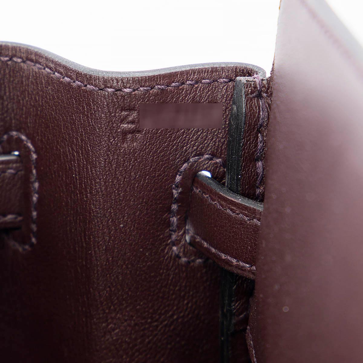 HERMES Rouge Sellier marroon Swift leather BIRKIN 25 SHADOW BIRKIN Bag  In New Condition In Zürich, CH