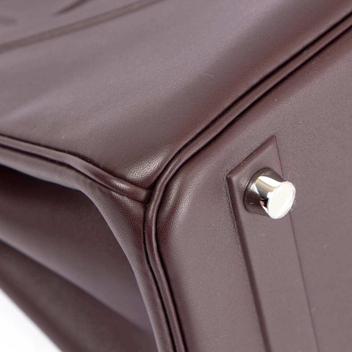 Women's HERMES Rouge Sellier marroon Swift leather BIRKIN 25 SHADOW BIRKIN Bag 