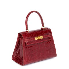Hermès ROUGE SELLIER SHINY ALLIGATOR VINTAGE KELLY 20CM SELLIER