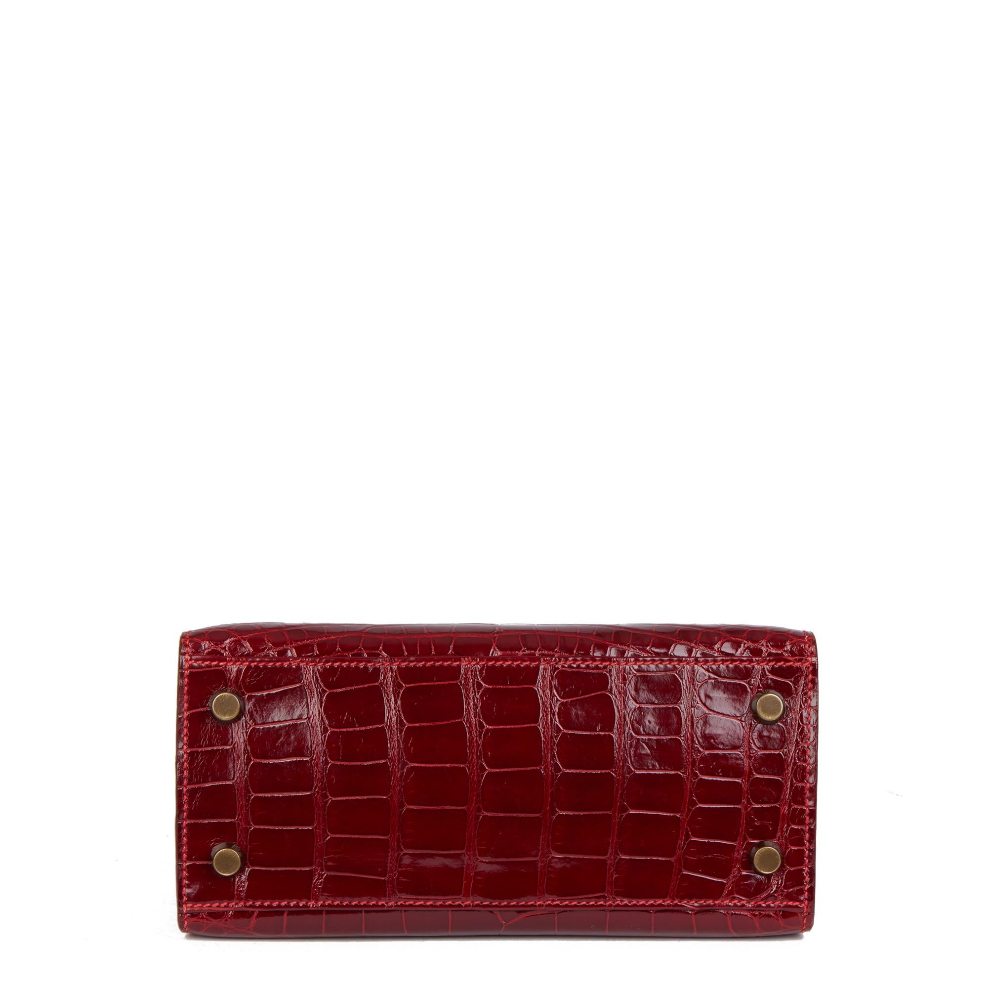 Hermès ROUGE SELLIER SHINY ALLIGATOR VINTAGE KELLY 20CM SELLIER 1