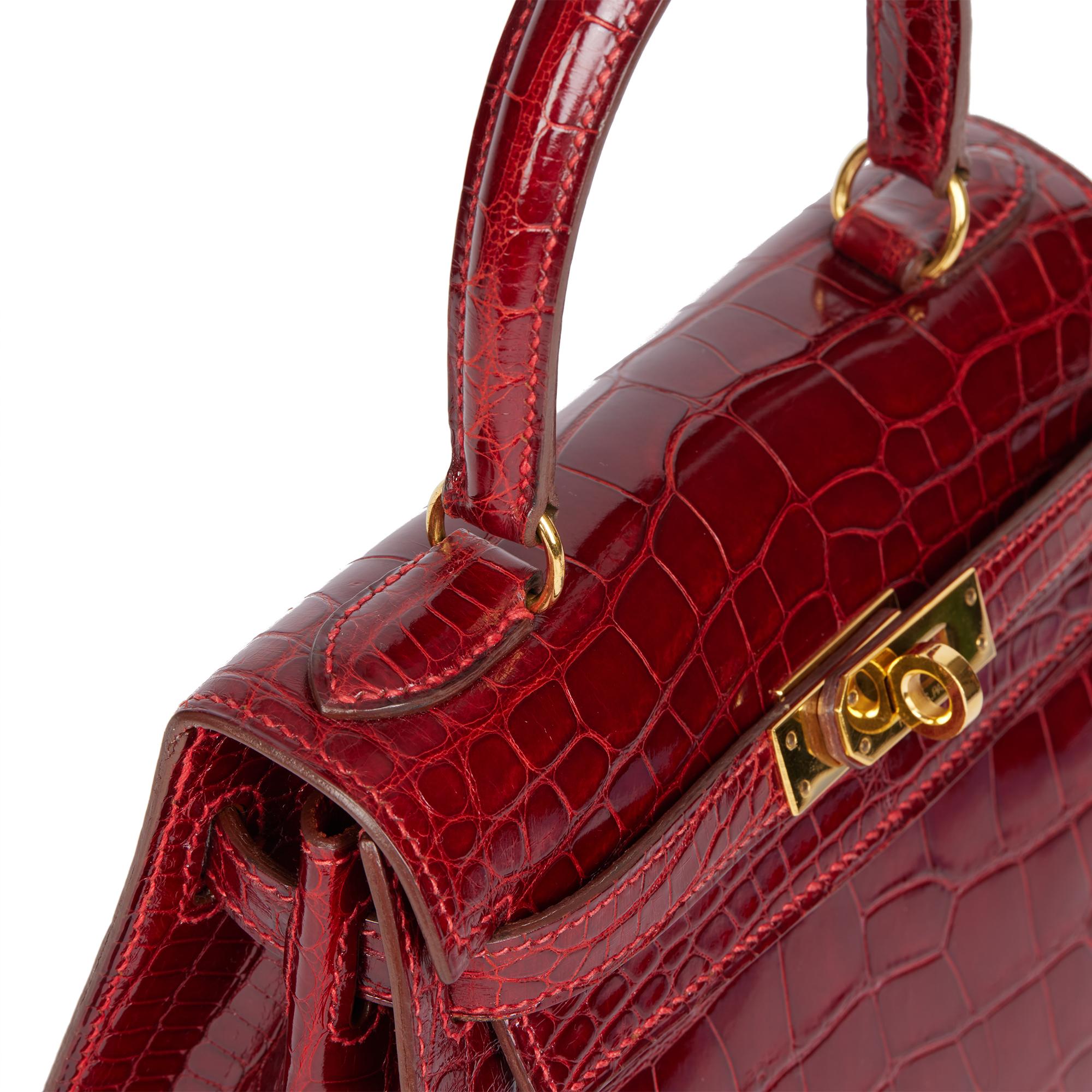 Hermès ROUGE SELLIER SHINY ALLIGATOR VINTAGE KELLY 20CM SELLIER 3